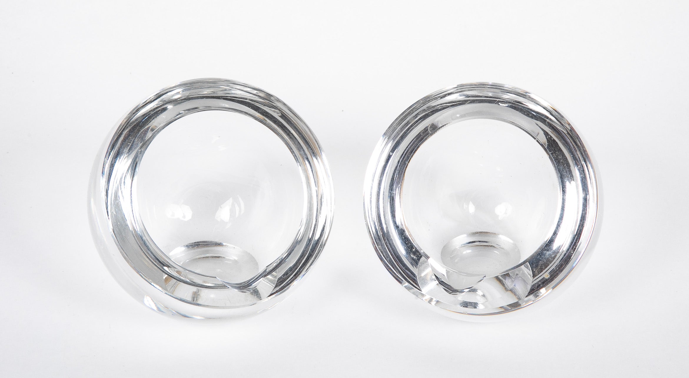 Two Spherical Glass Ashtrays by Baccarat - Priced Individually
