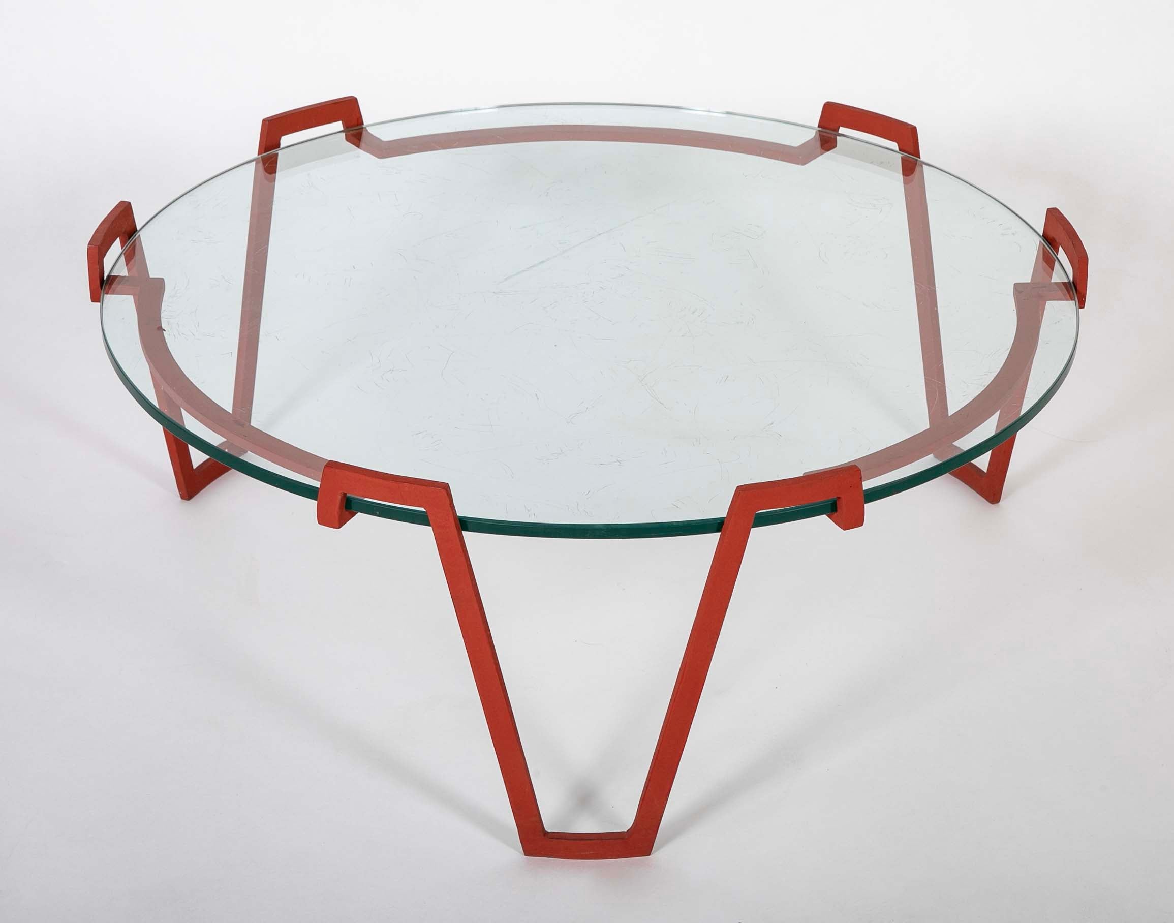 Iron and Glass Round Coffee Table