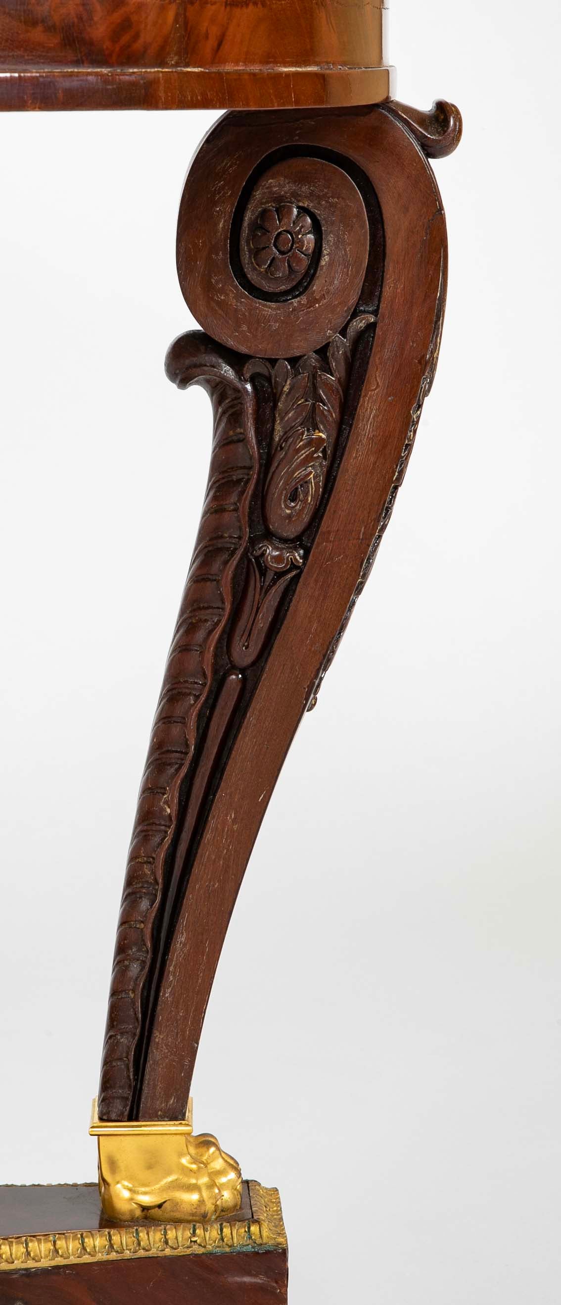 Mahogany and Sea Green Marble Top Center Table