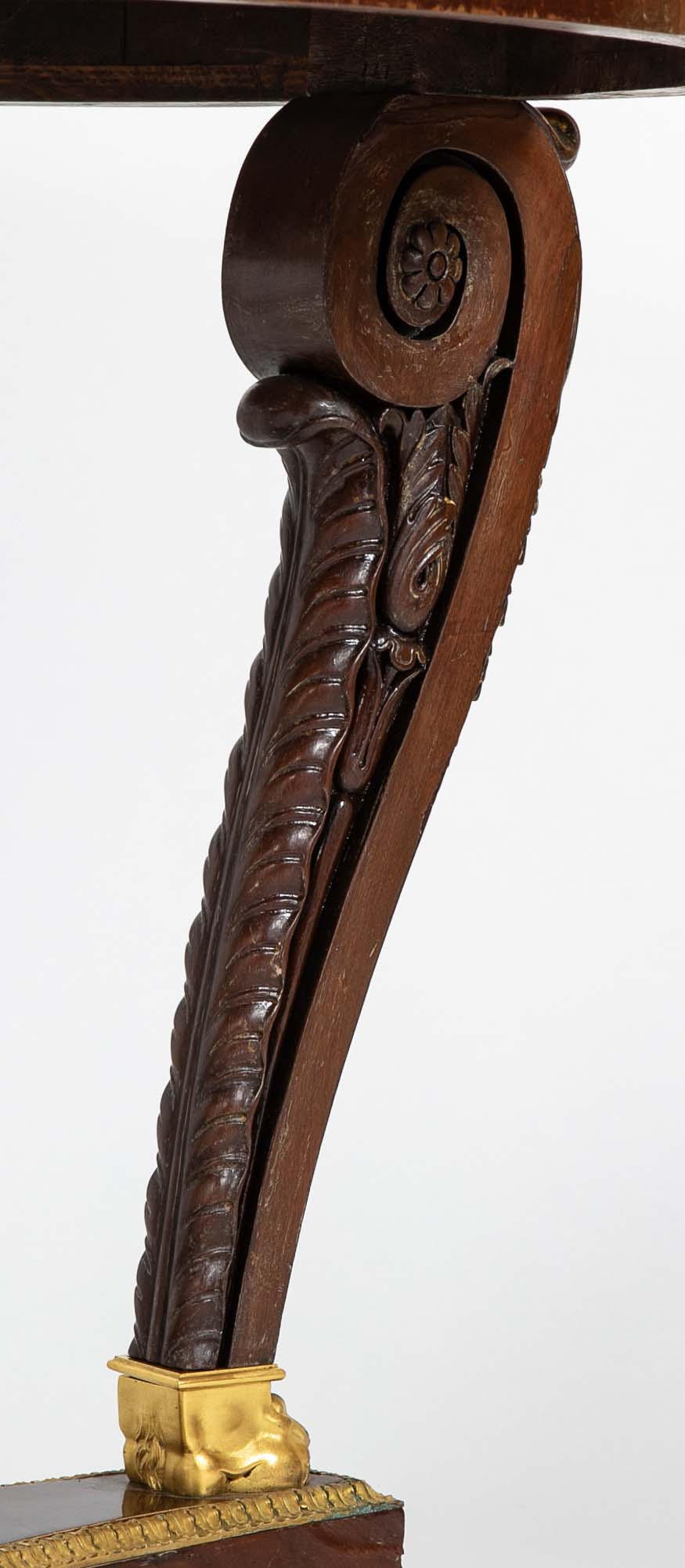 Mahogany and Sea Green Marble Top Center Table