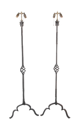 Pair of Wrought Iron Standing Lamps