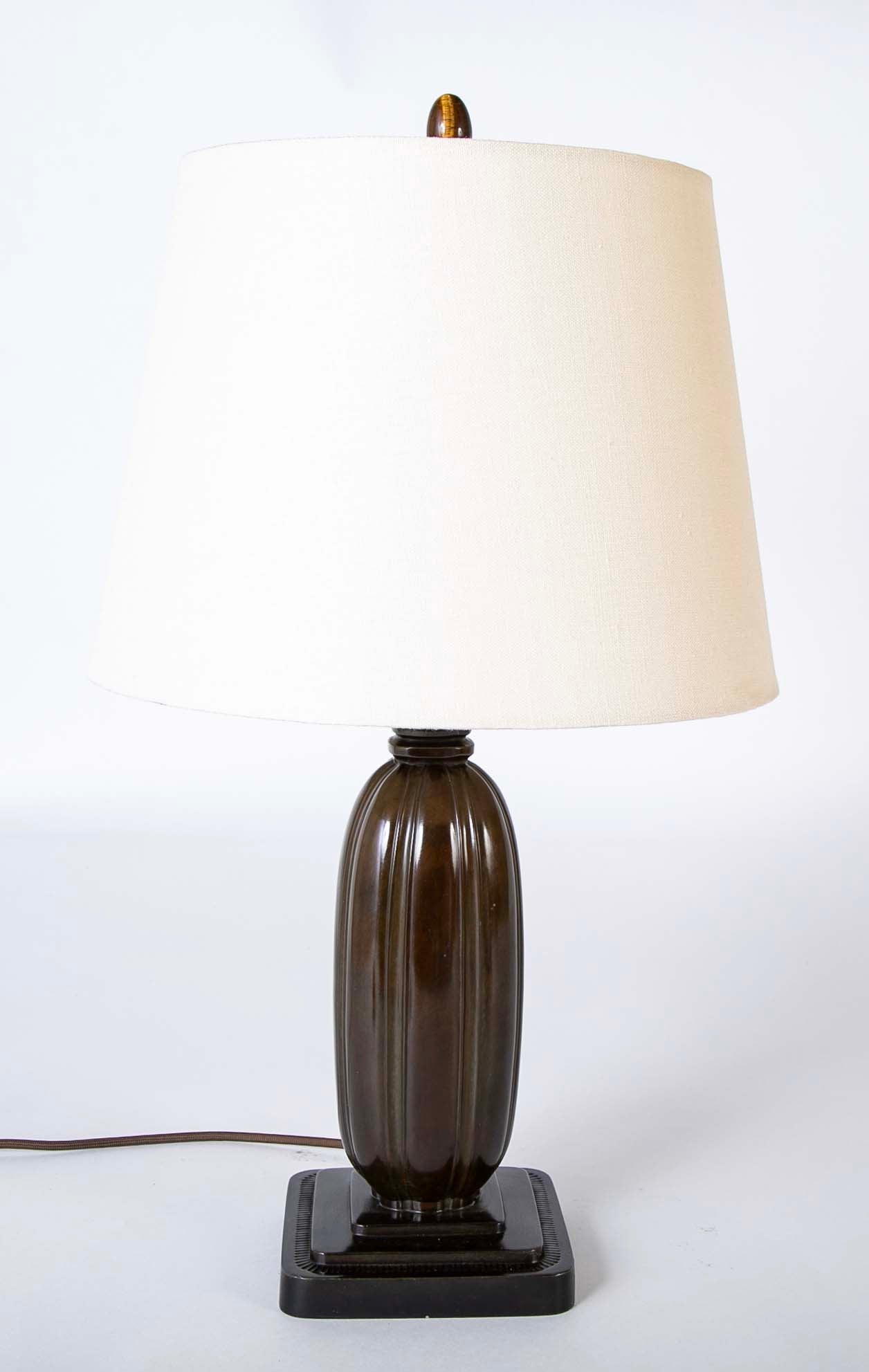 Pair of Just Andersen Melon Form Metal Lamps