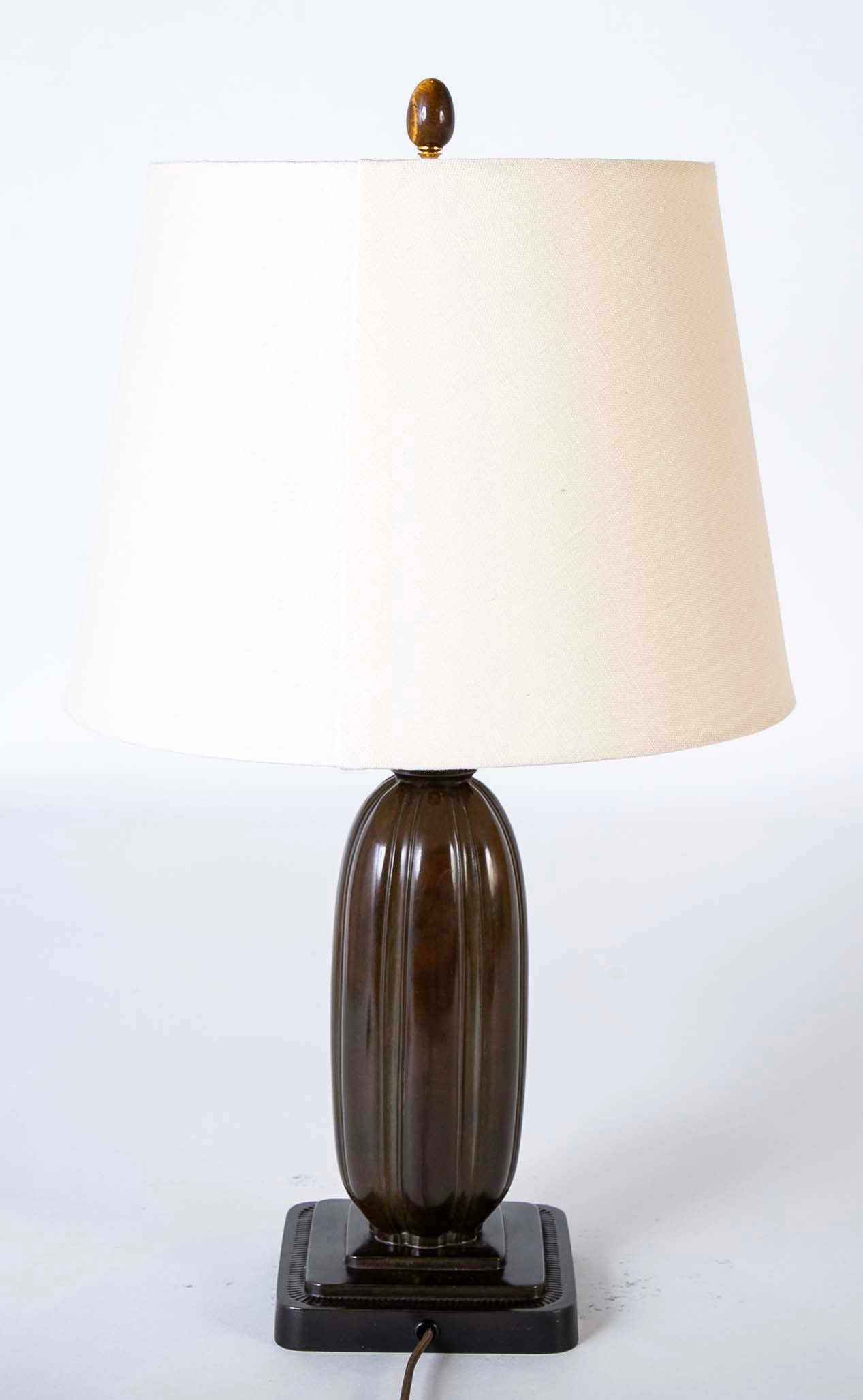 Pair of Just Andersen Melon Form Metal Lamps