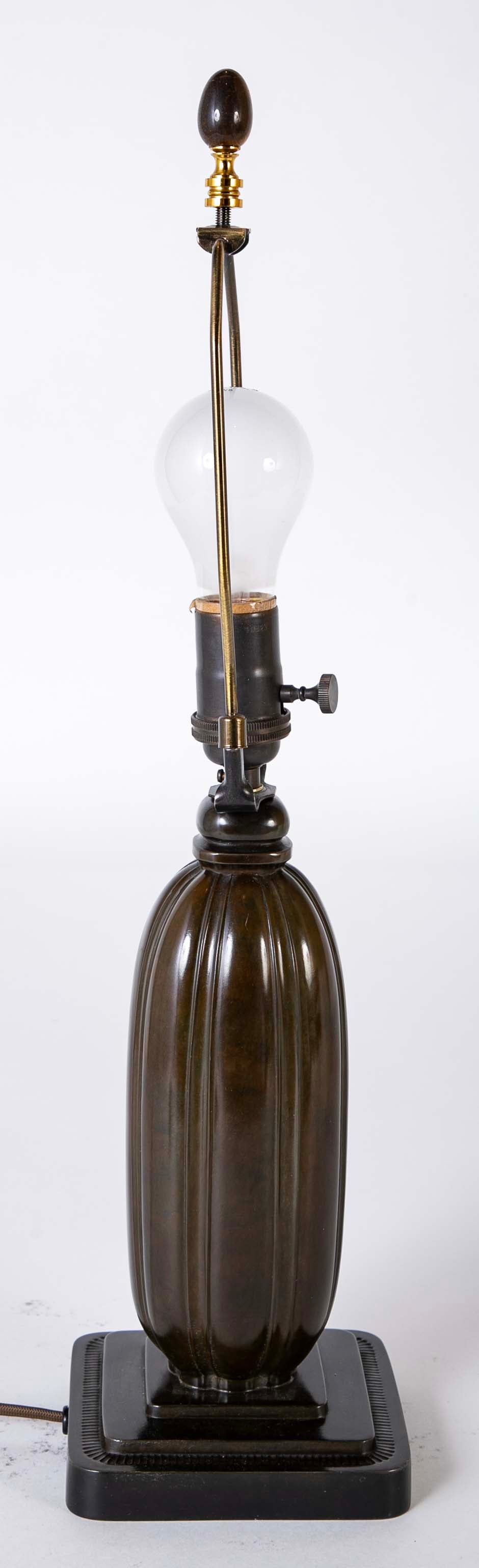 Pair of Just Andersen Melon Form Metal Lamps