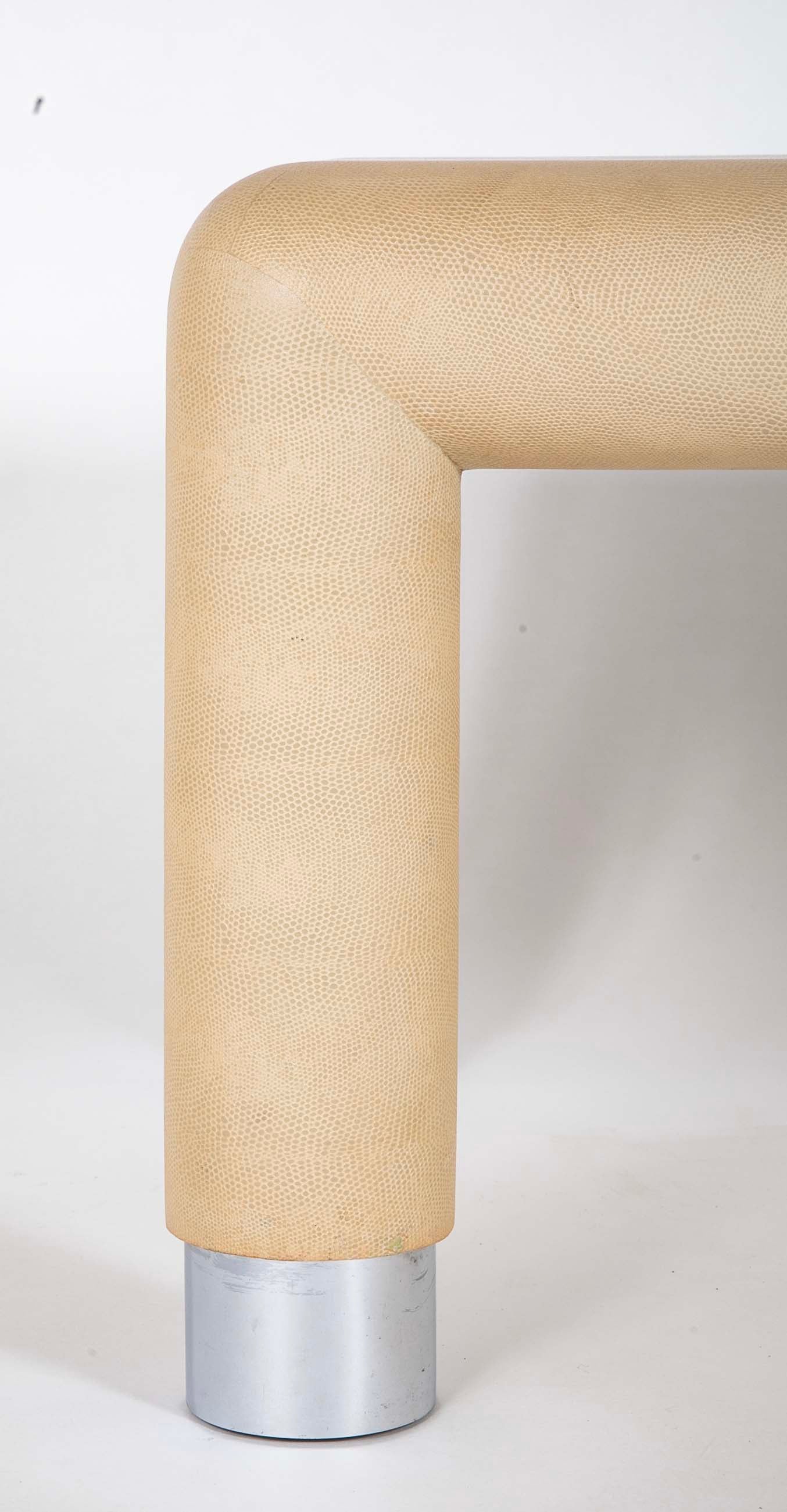Two Karl Springer Embossed Leather Over Wood Tables - Priced Individually at $7,400 EACH