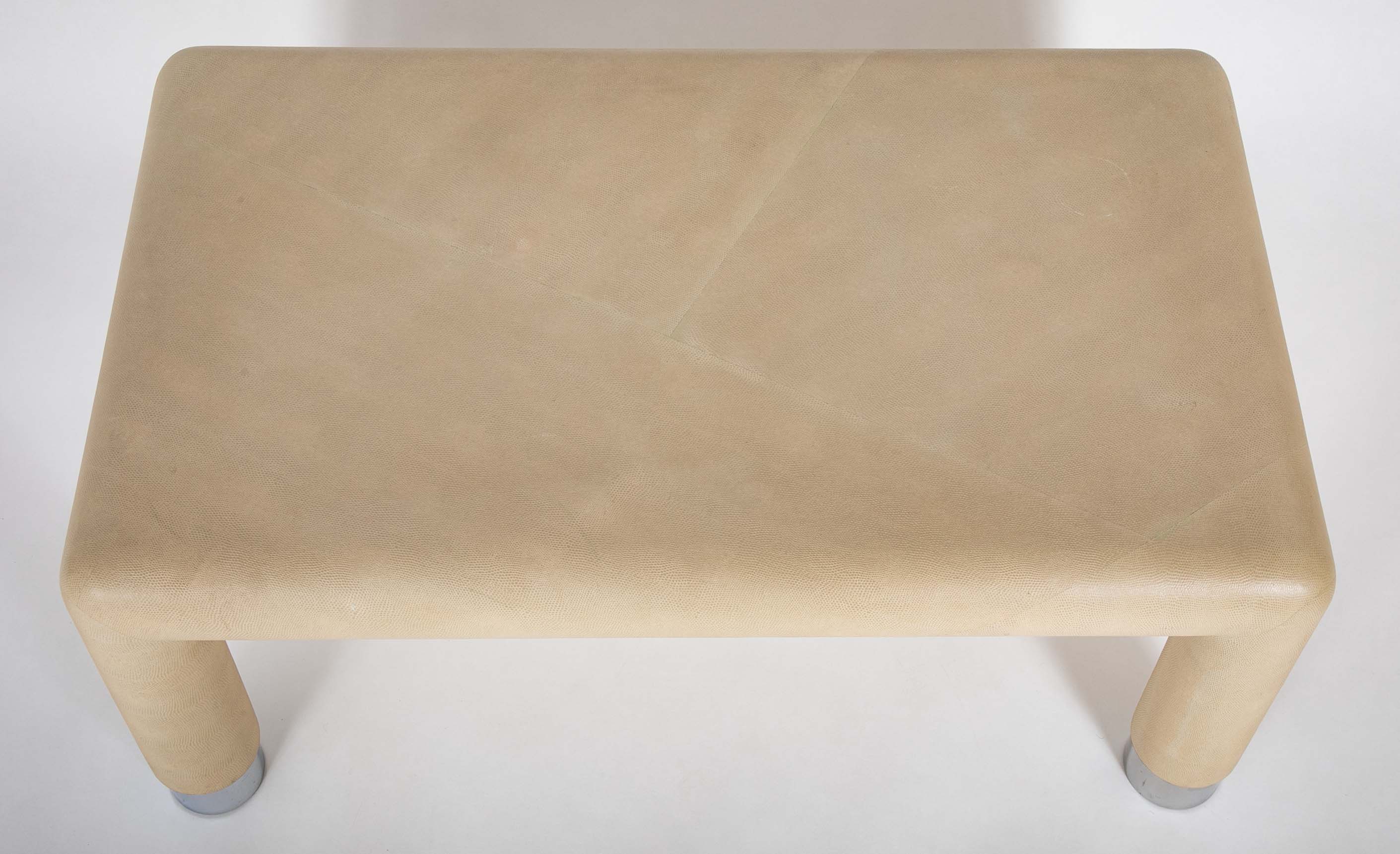 Two Karl Springer Embossed Leather Over Wood Tables - Priced Individually at $7,400 EACH