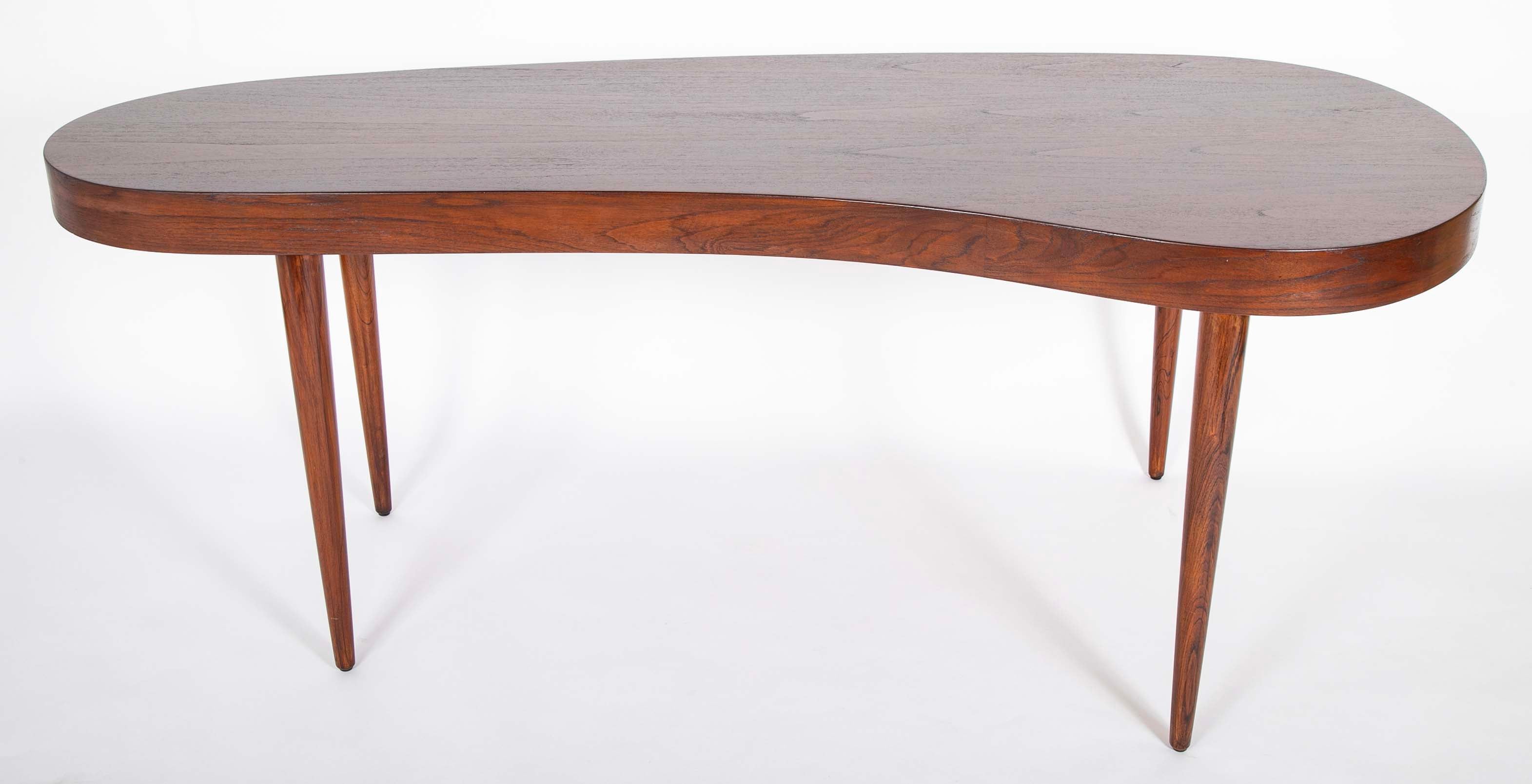 Mid 20th Century Danish Kidney Form Teak Desk