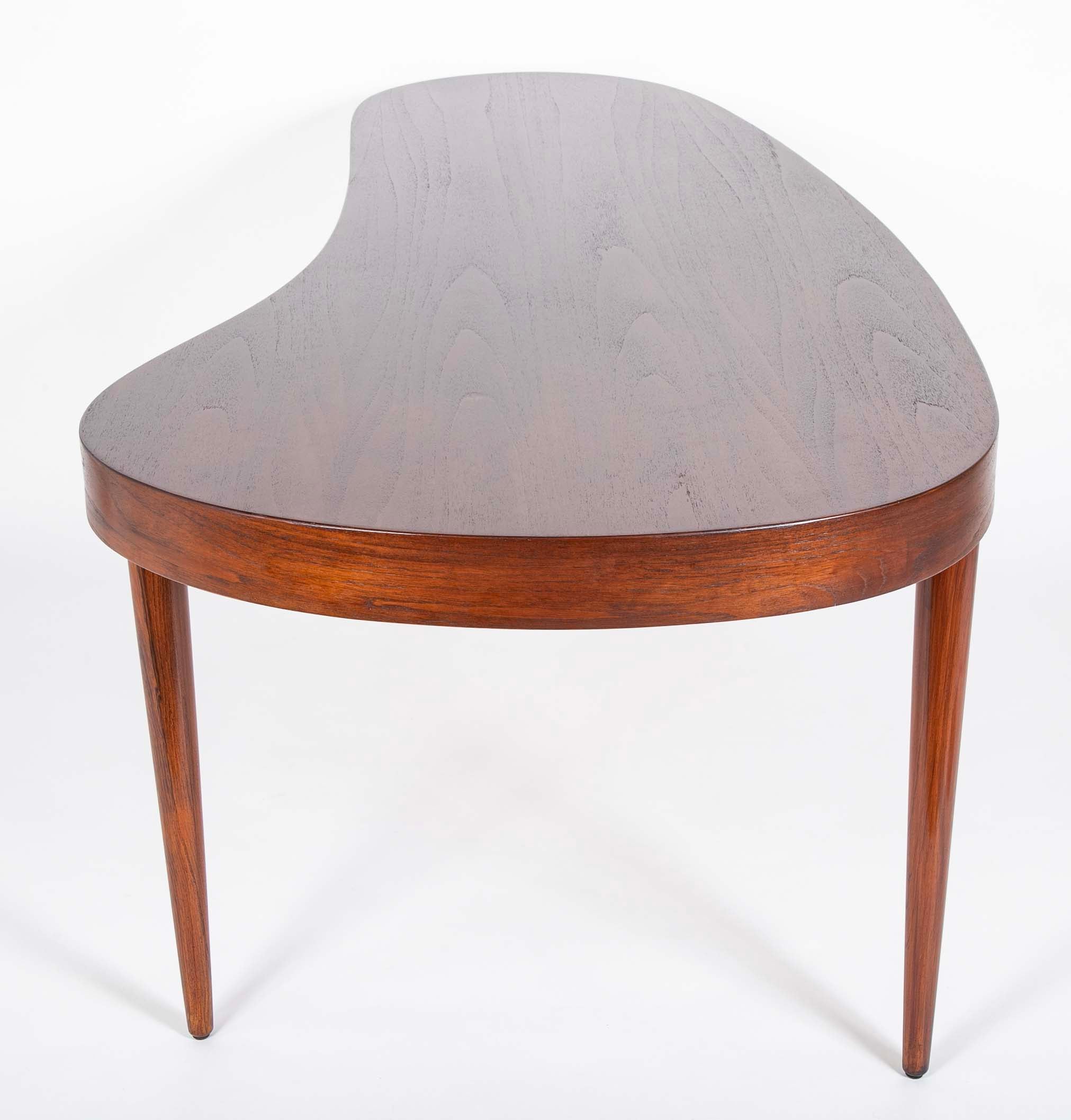 Mid 20th Century Danish Kidney Form Teak Desk