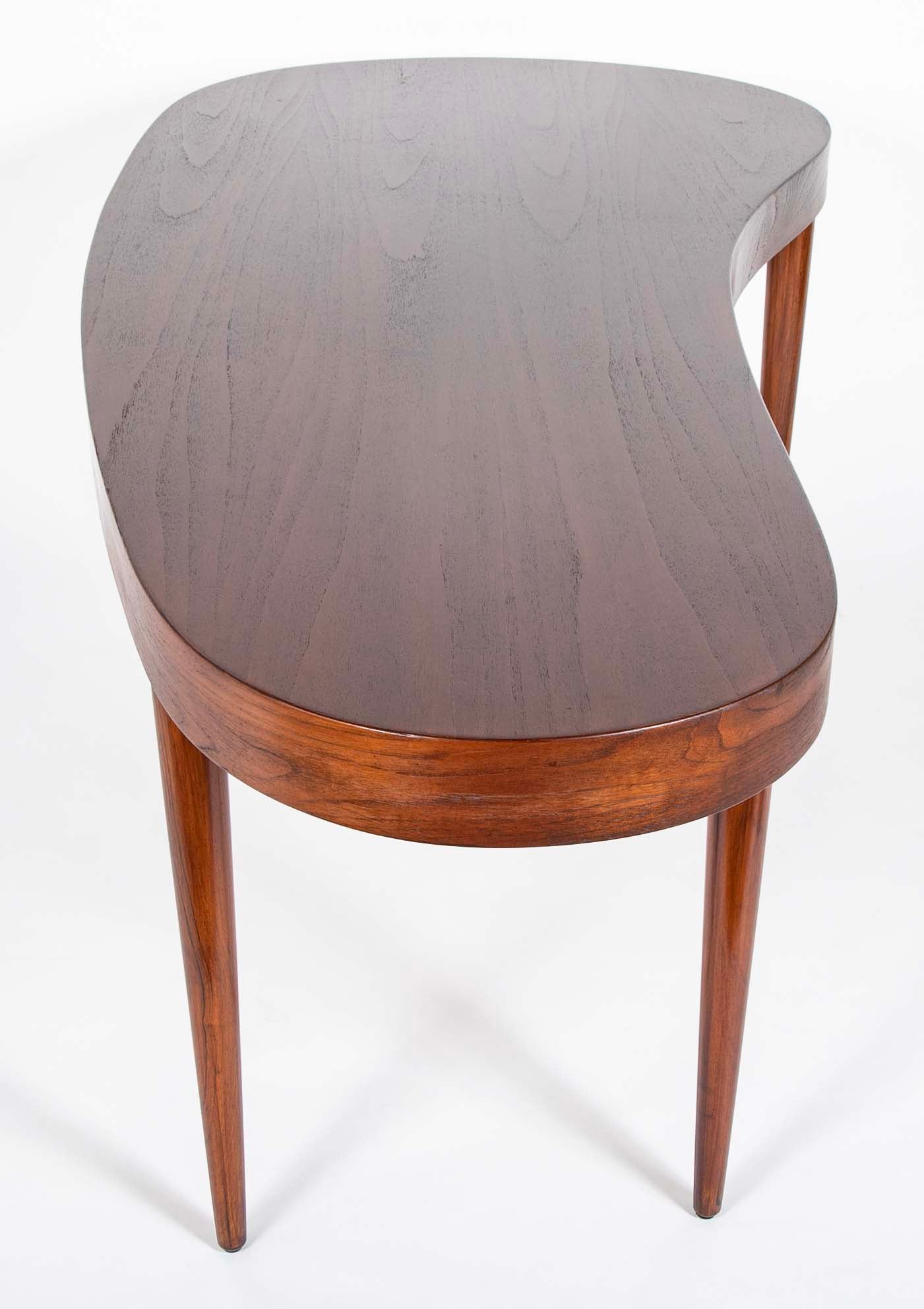 Mid 20th Century Danish Kidney Form Teak Desk
