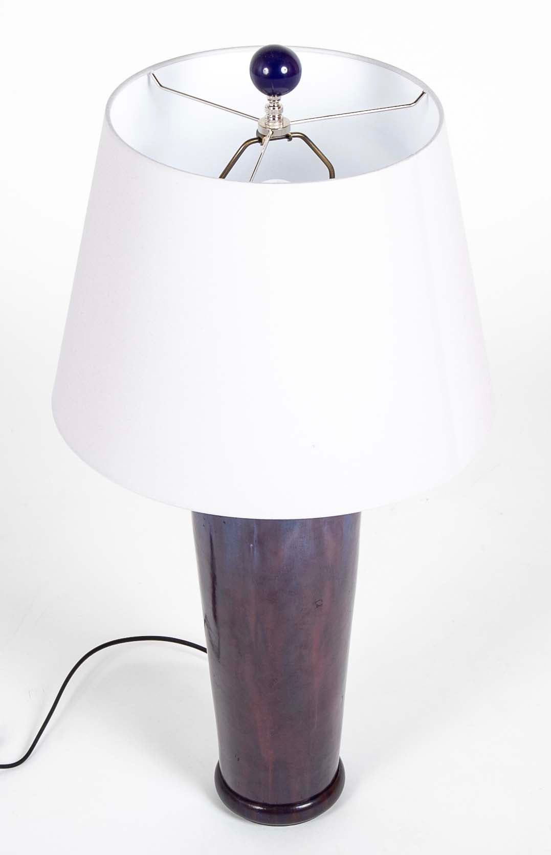 Pair of Chinese Blue Flambe Fulper Vases now Lamps