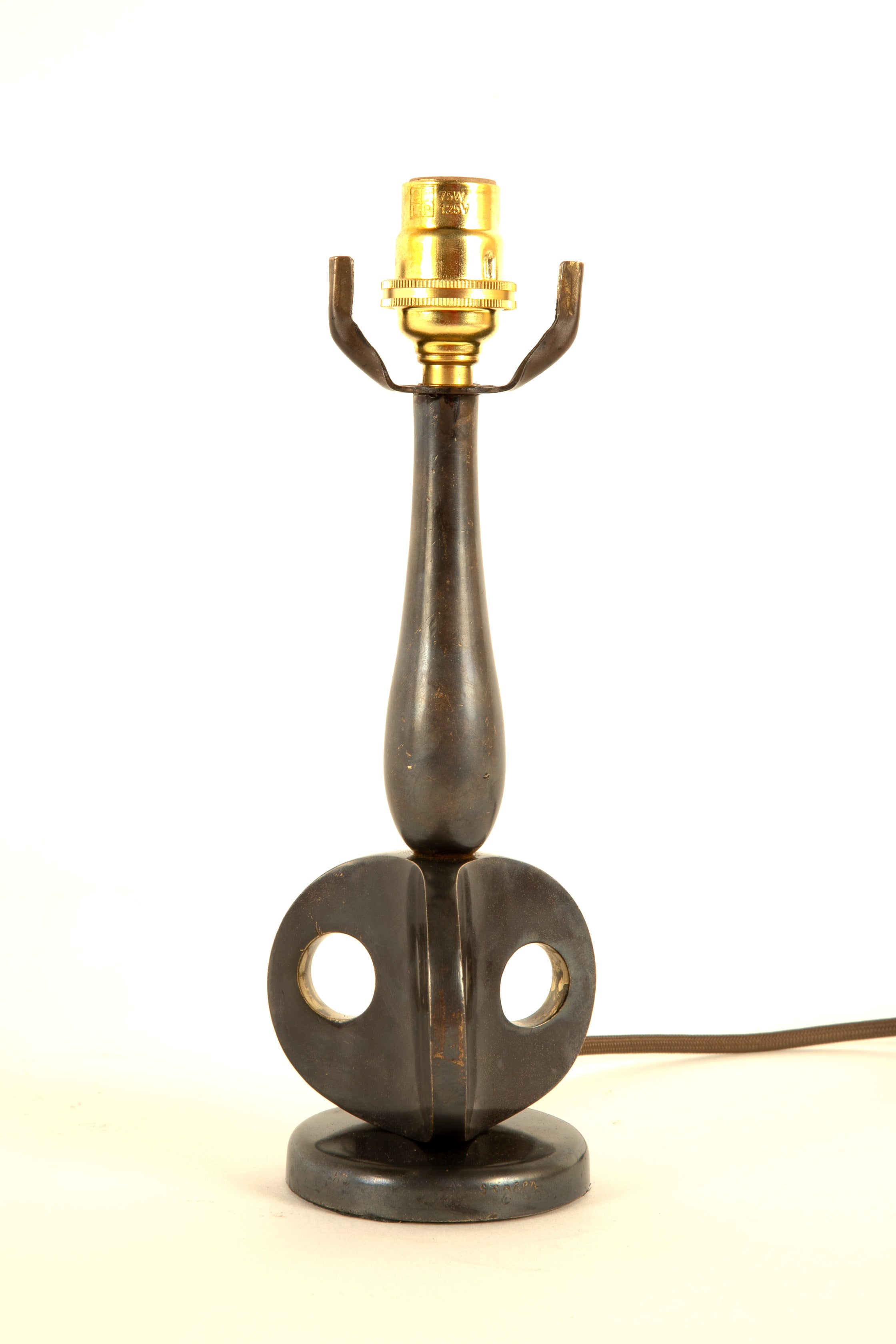Pair of Riccardo Scarpa Patinated Bronze Table Lamps