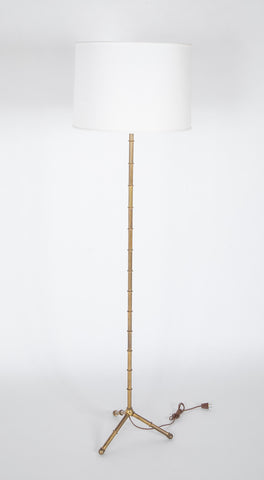 Bamboo Theme Brass Standing Lamp in the Manner of Adnet