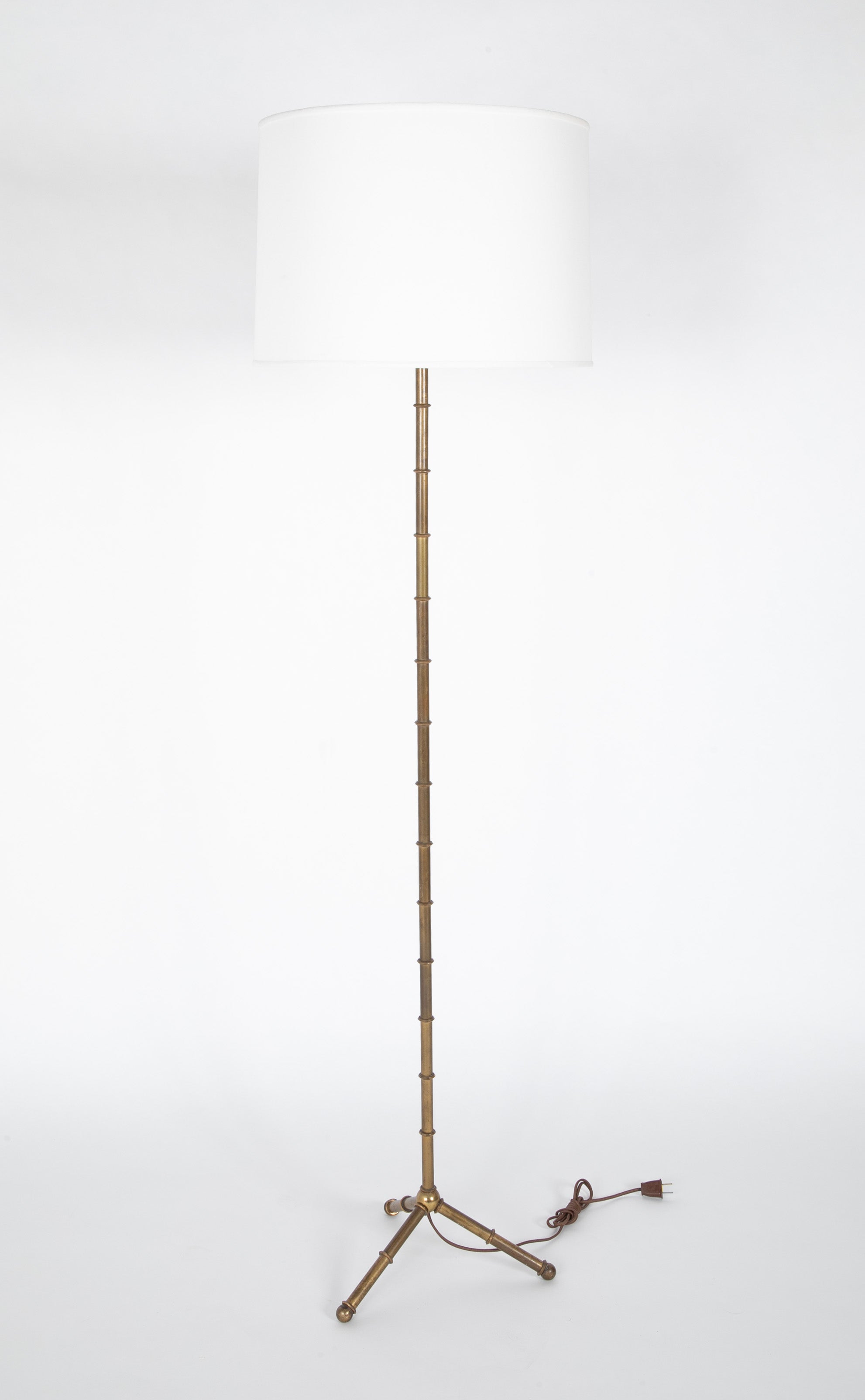 Bamboo Theme Brass Standing Lamp in the Manner of Adnet