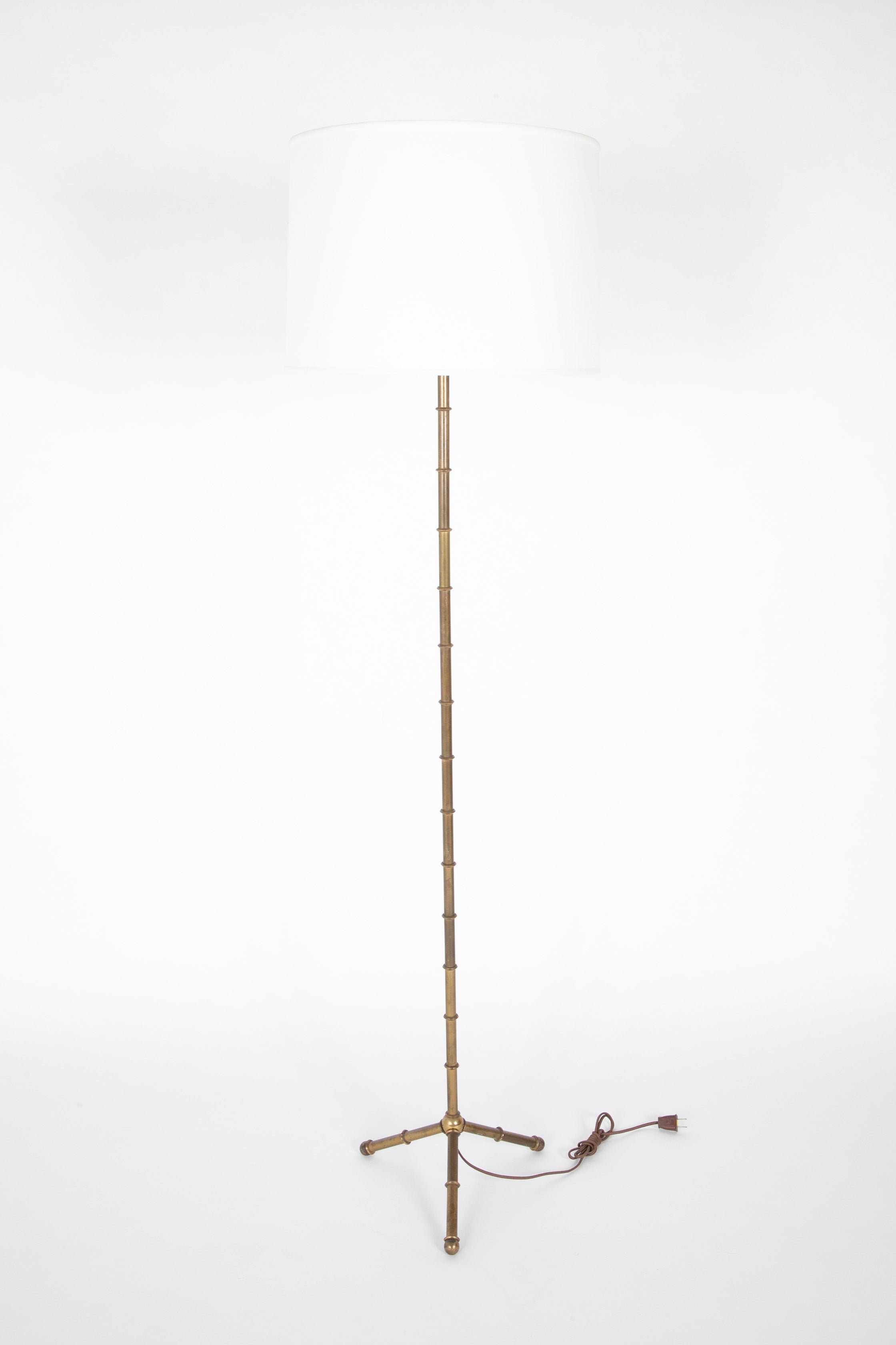 Bamboo Theme Brass Standing Lamp in the Manner of Adnet