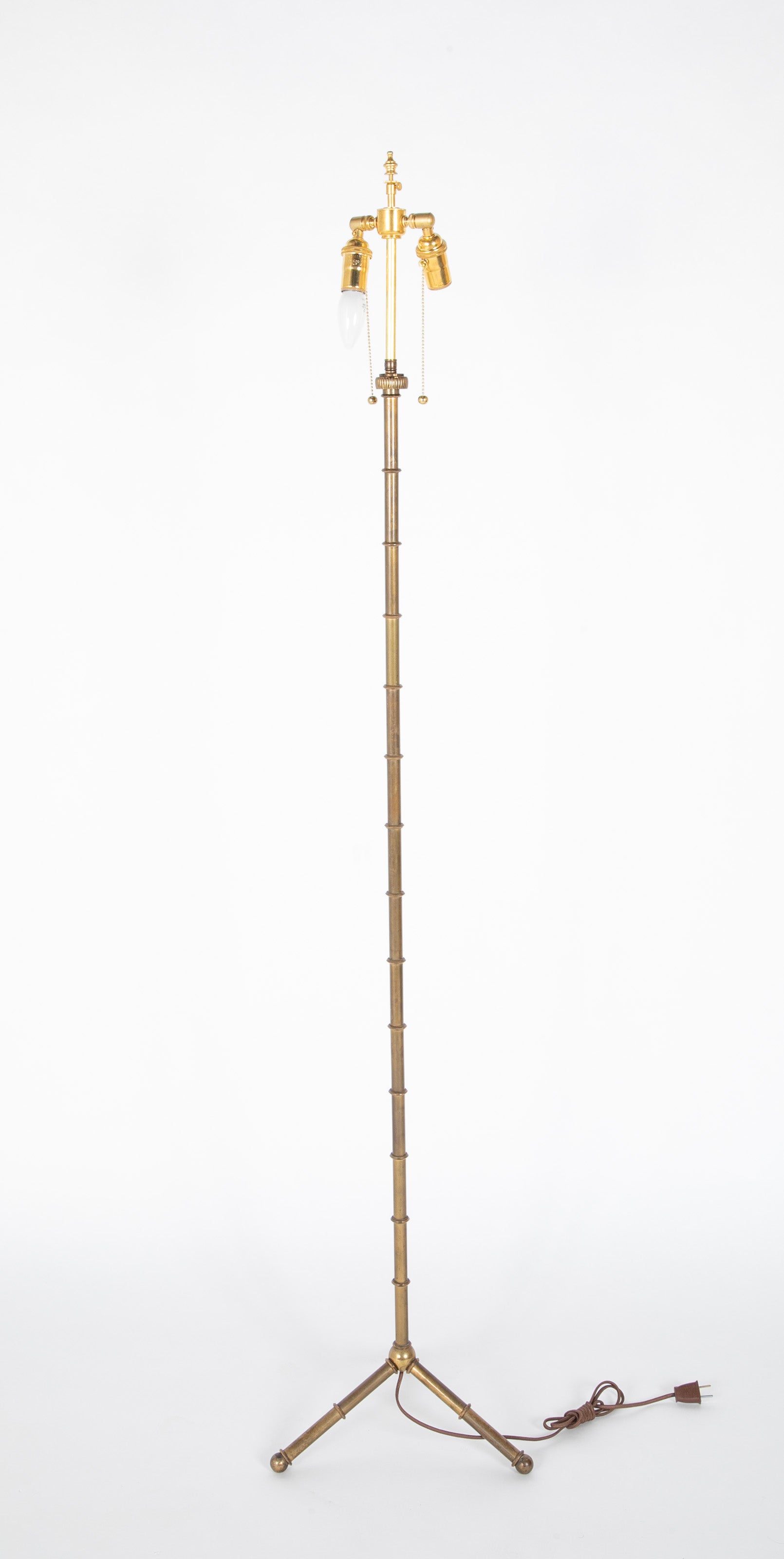 Bamboo Theme Brass Standing Lamp in the Manner of Adnet