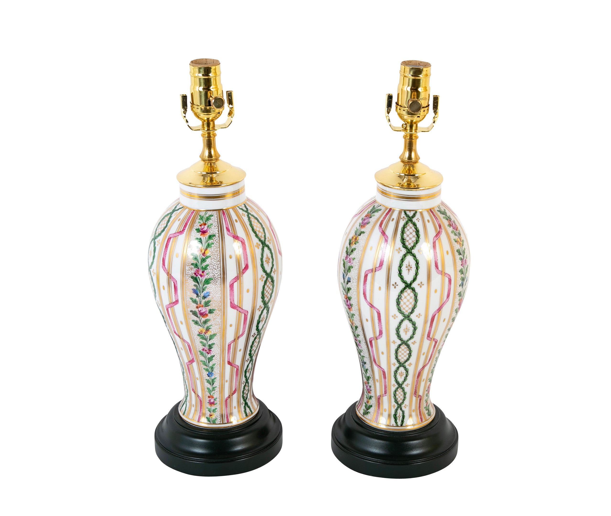 A pair of Dresden Urns now Lamps