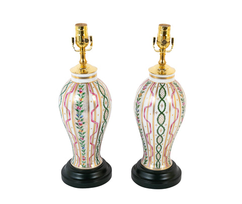 A pair of Dresden Urns now Lamps