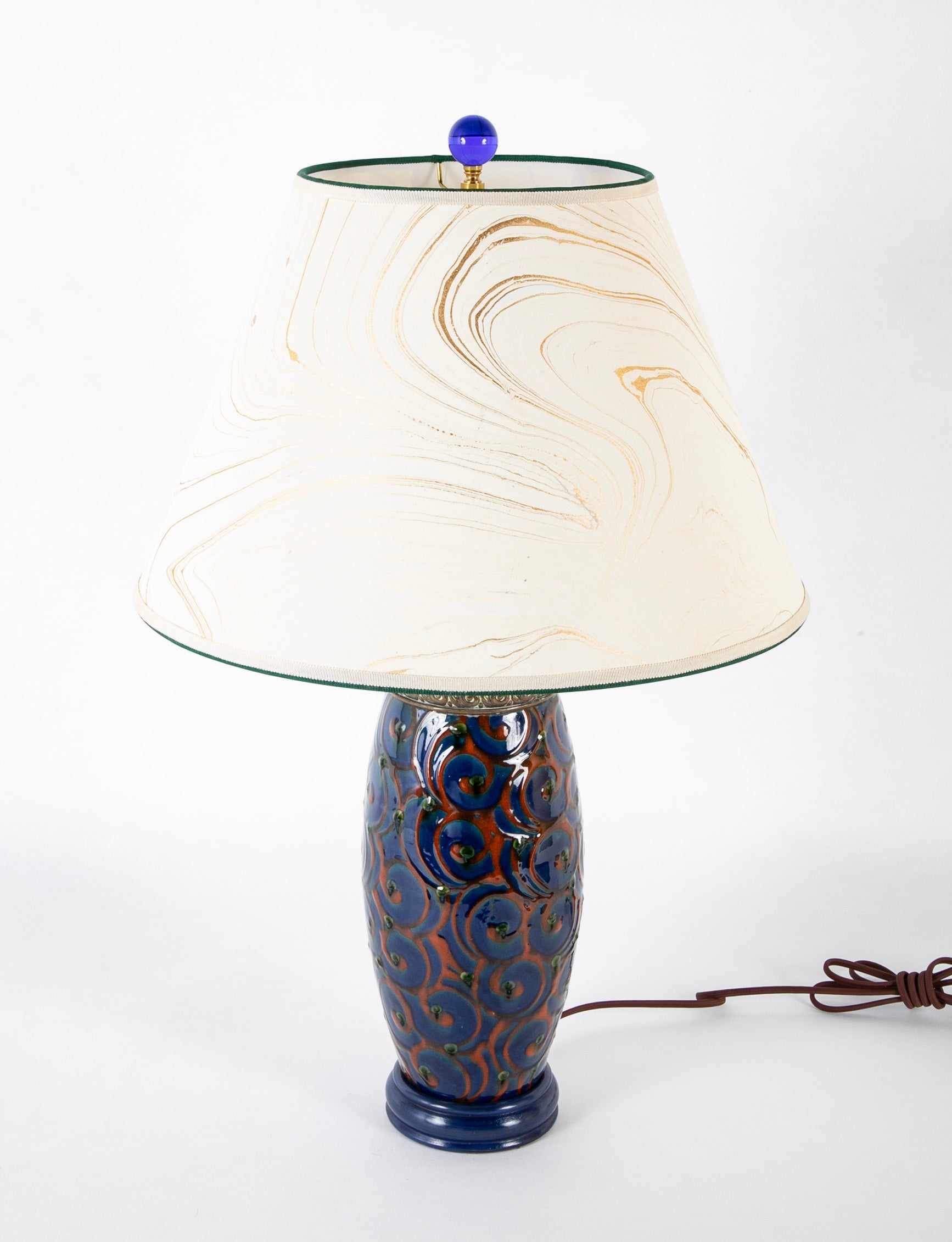 A Kahler Earthenware Vase Now a Lamp with Brass Mounting