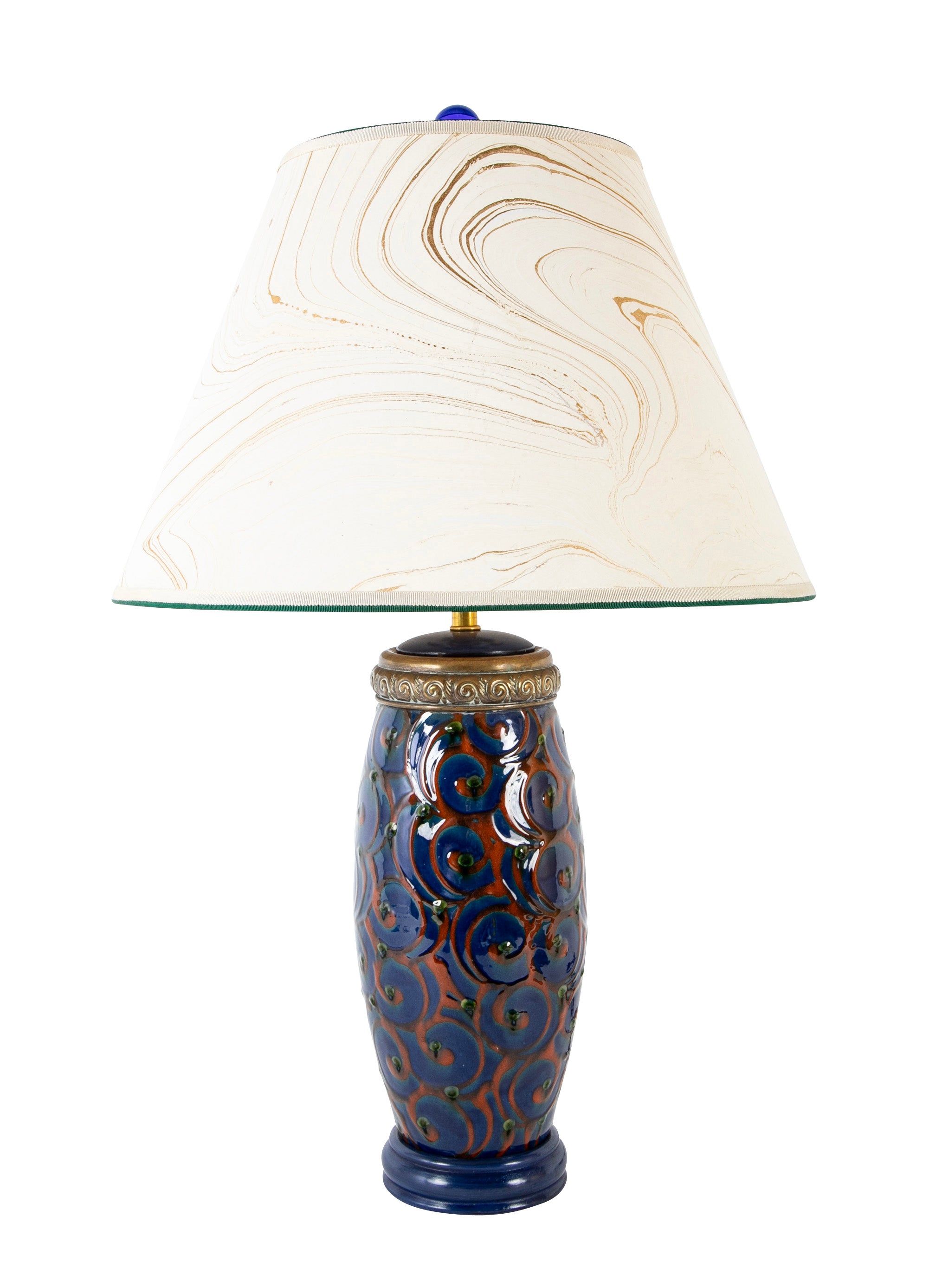 A Kahler Earthenware Vase Now a Lamp with Brass Mounting