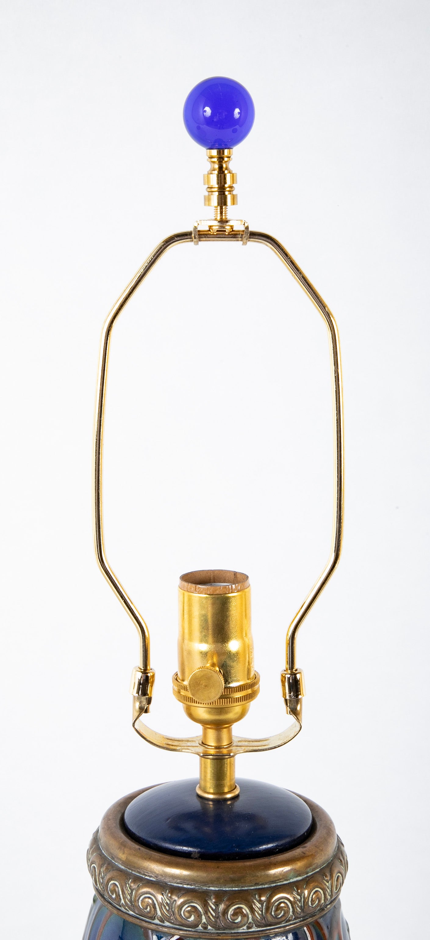 A Kahler Earthenware Vase Now a Lamp with Brass Mounting