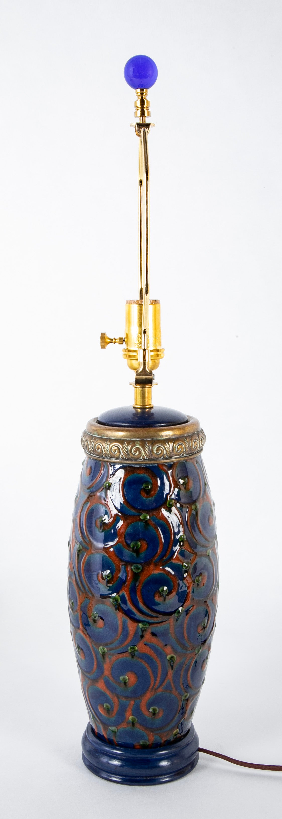 A Kahler Earthenware Vase Now a Lamp with Brass Mounting
