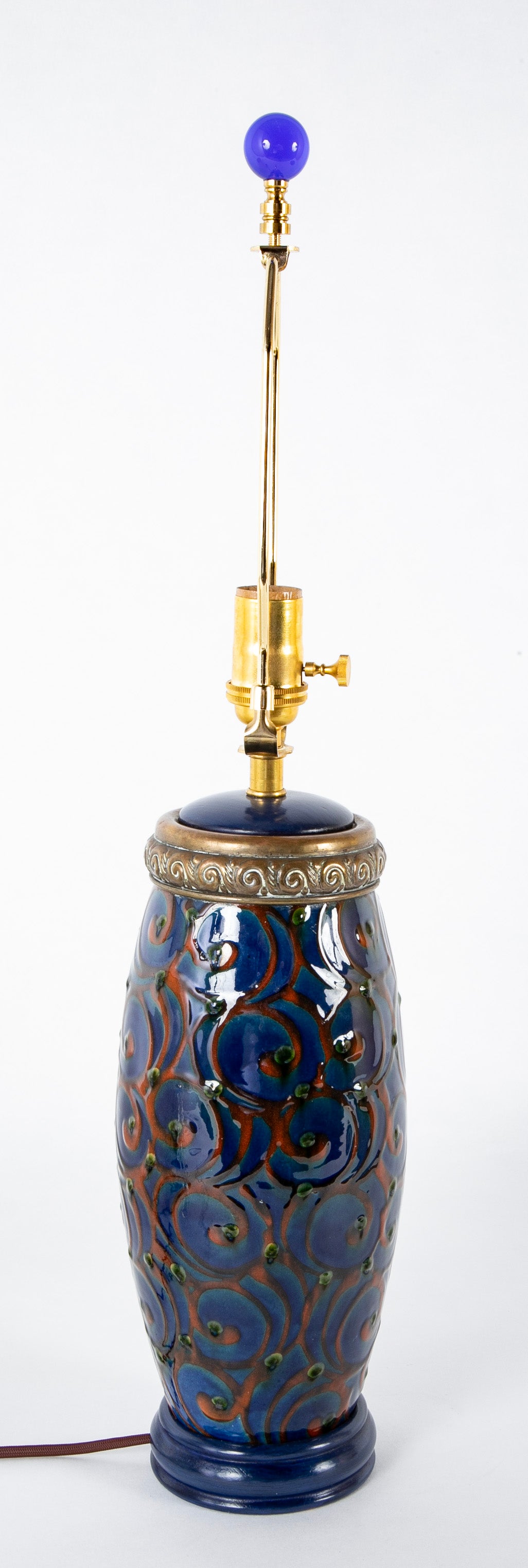 A Kahler Earthenware Vase Now a Lamp with Brass Mounting