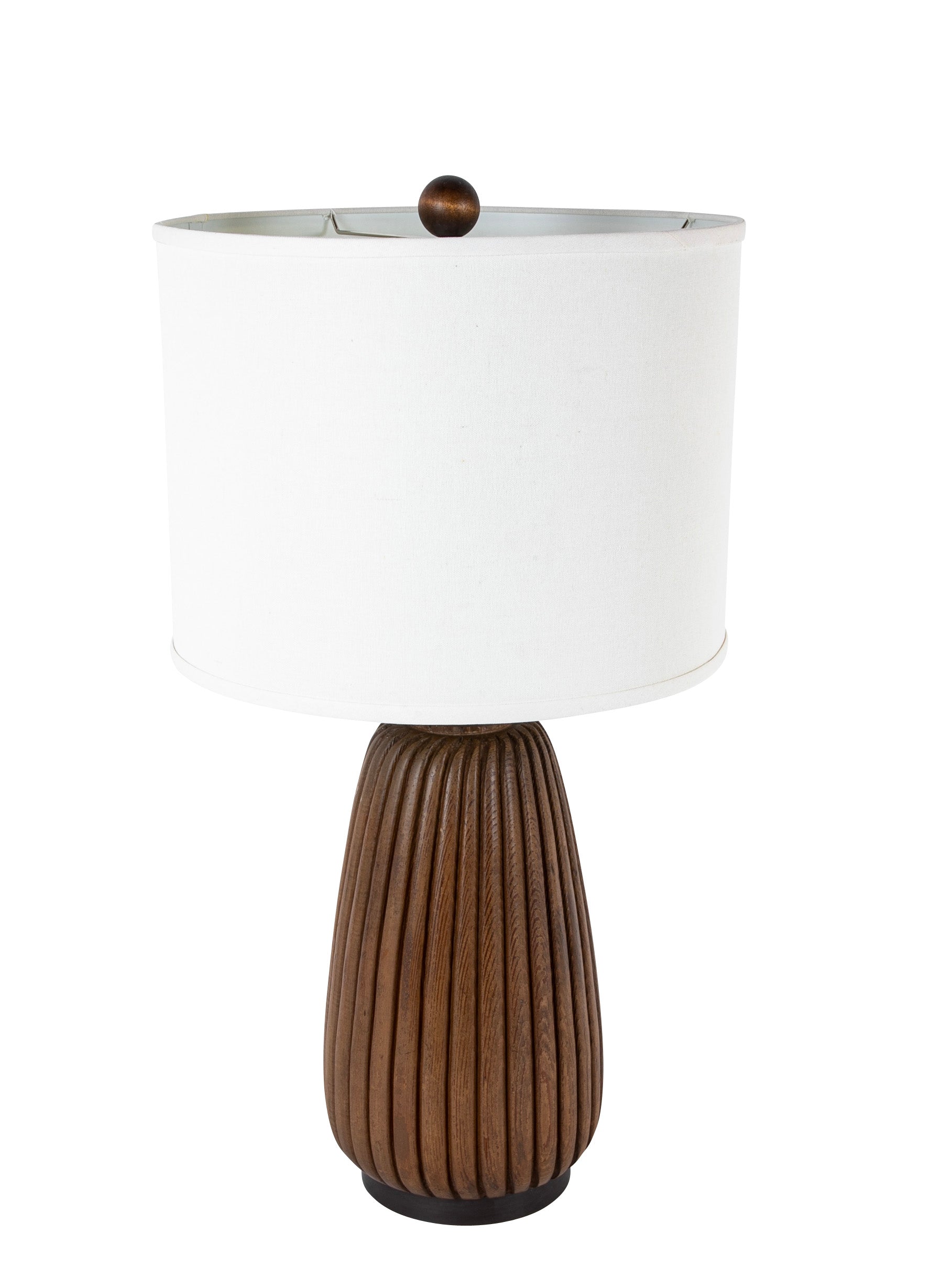 An Elongated Melon Shaped Wooden Lamp