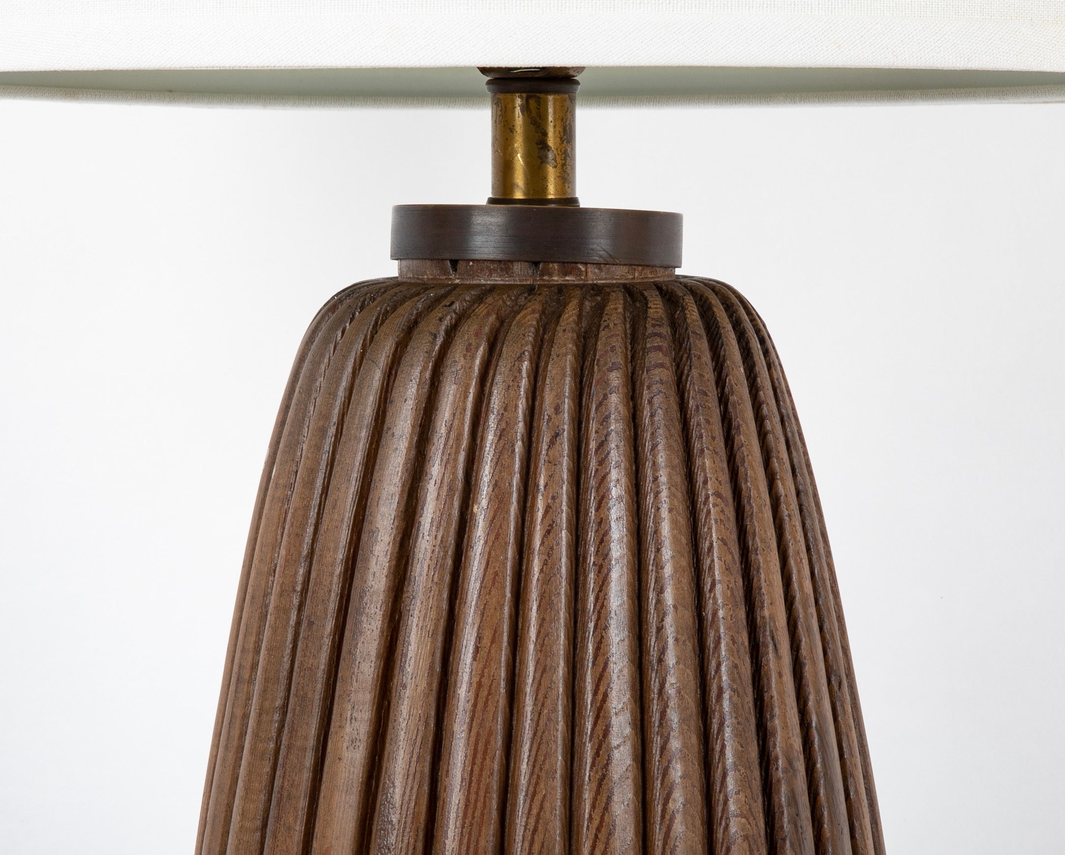 An Elongated Melon Shaped Wooden Lamp