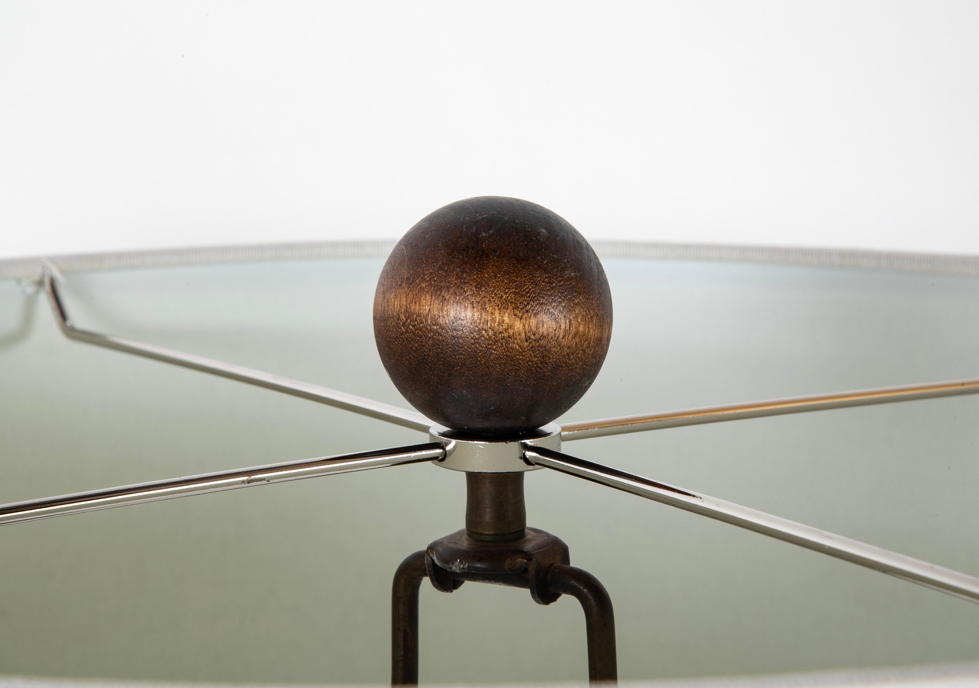 An Elongated Melon Shaped Wooden Lamp