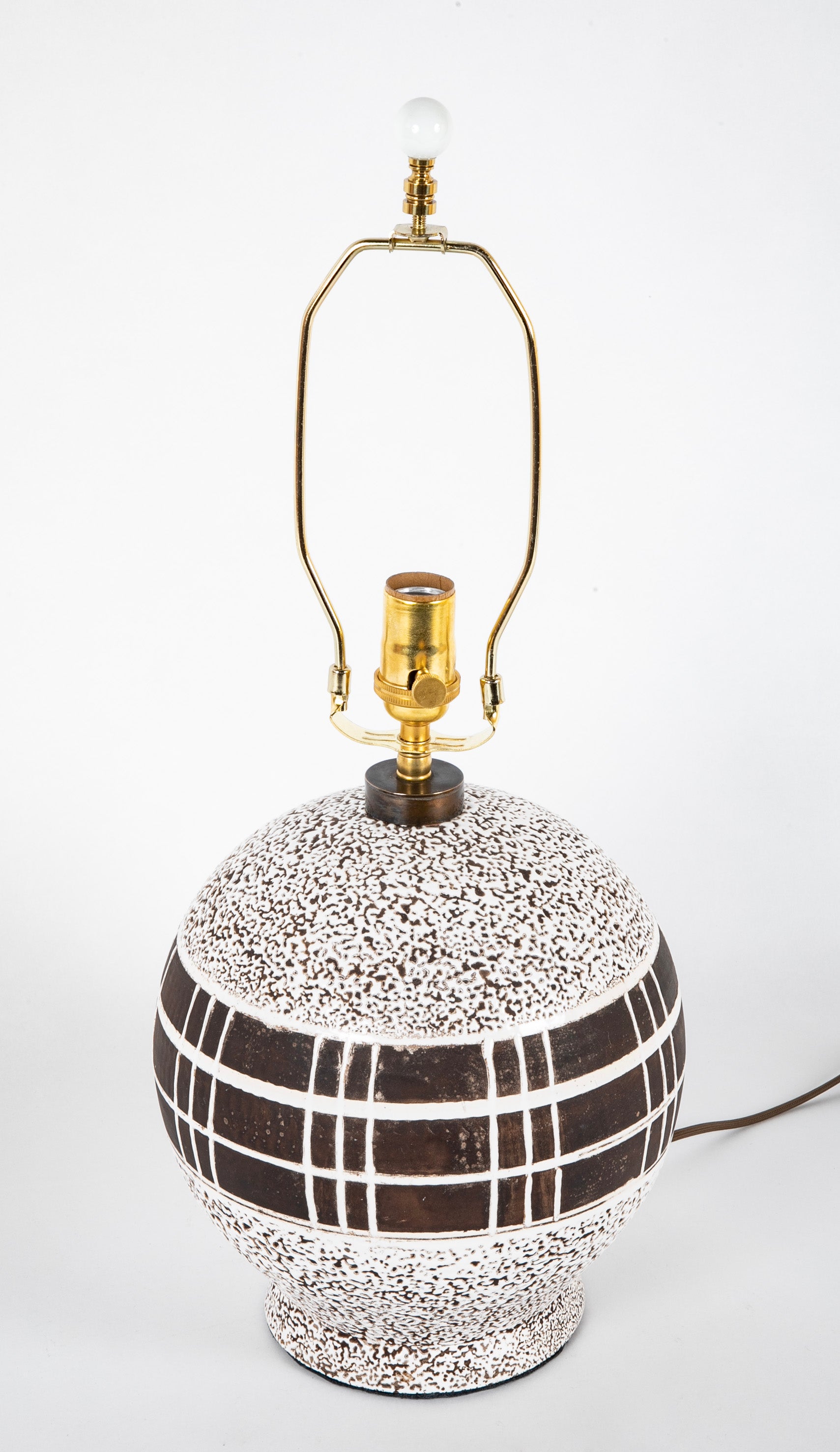 Ceramic Lamp with White Glaze Over Brown in the Style of Jean Besnard