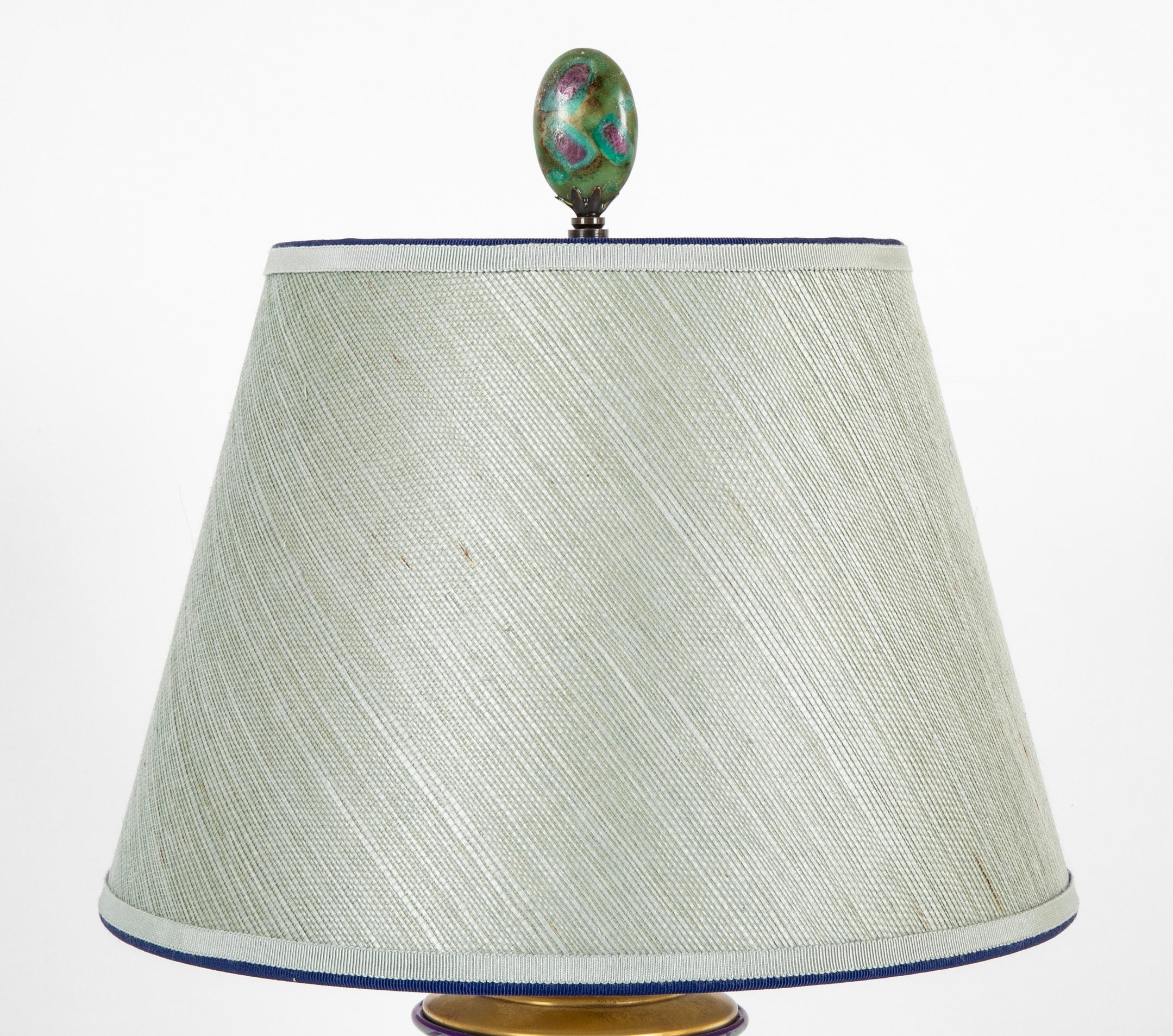 Blue Feathered Glass Vase Now a Lamp