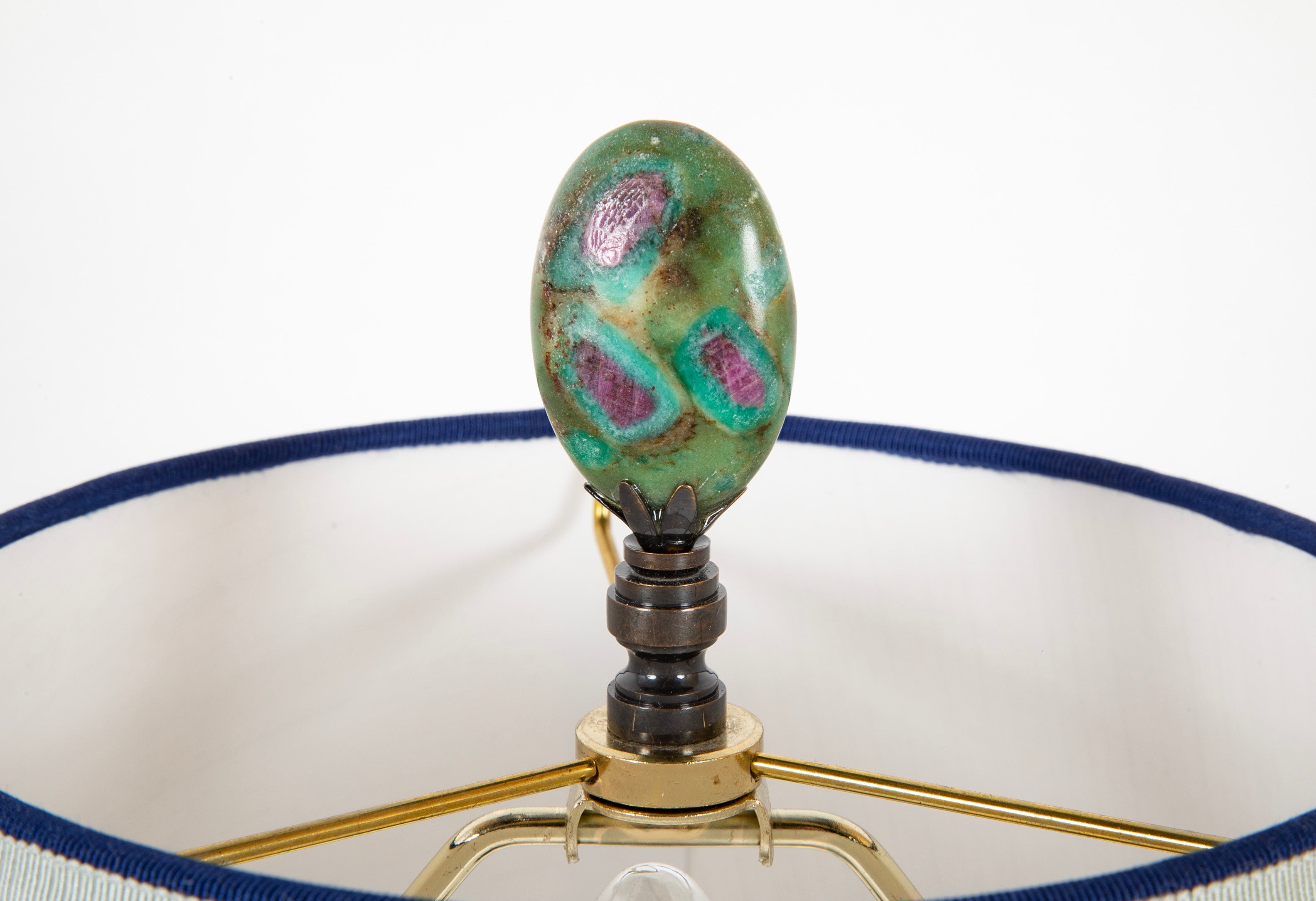 Blue Feathered Glass Vase Now a Lamp