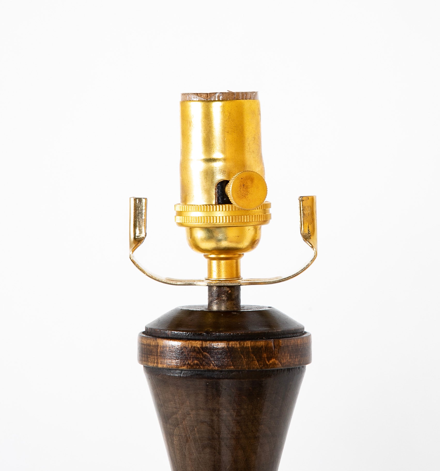 Charles Dudouyt Turned Wood Pedestal Floor Lamp with Shelf