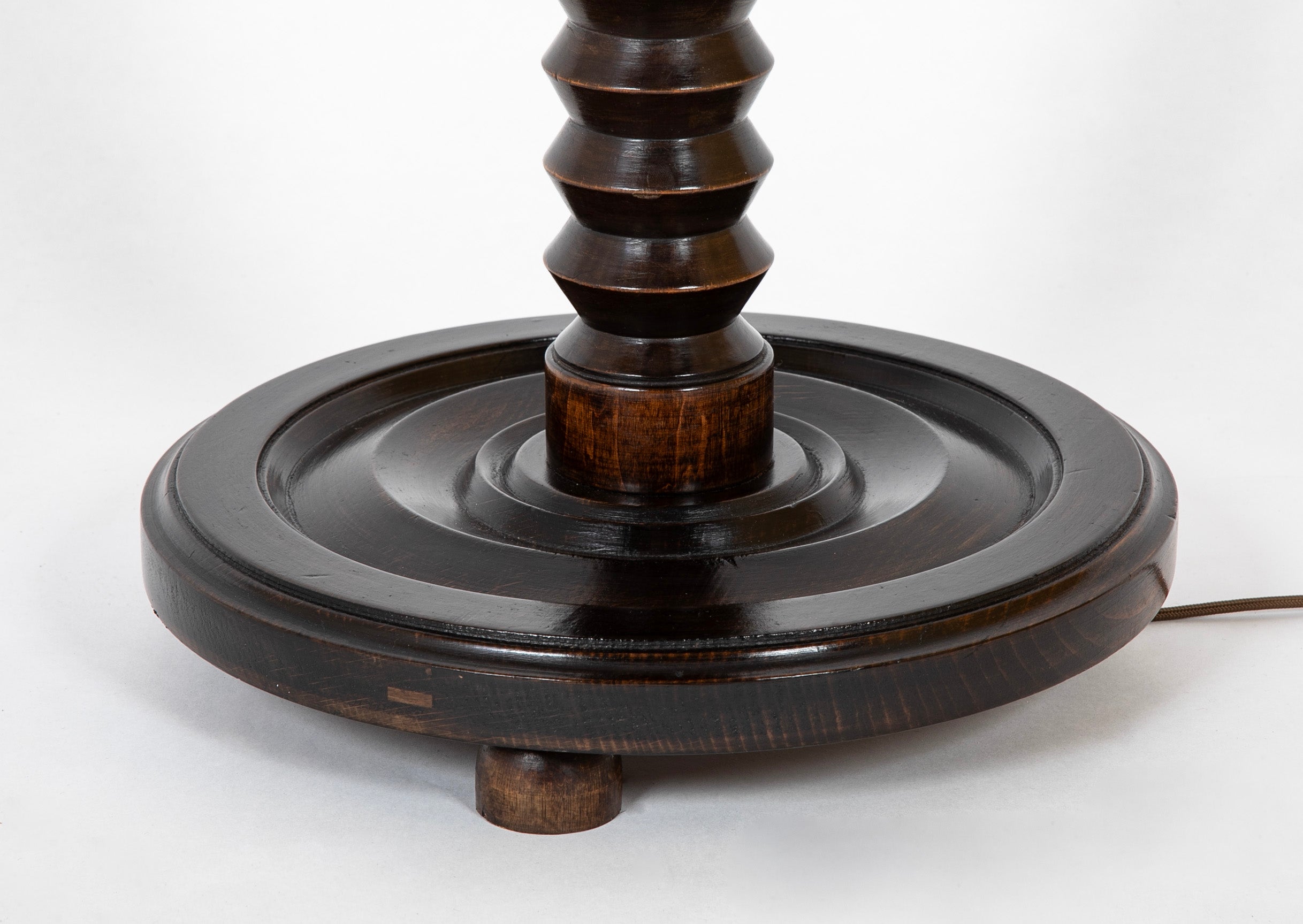 Charles Dudouyt Turned Wood Pedestal Floor Lamp with Shelf