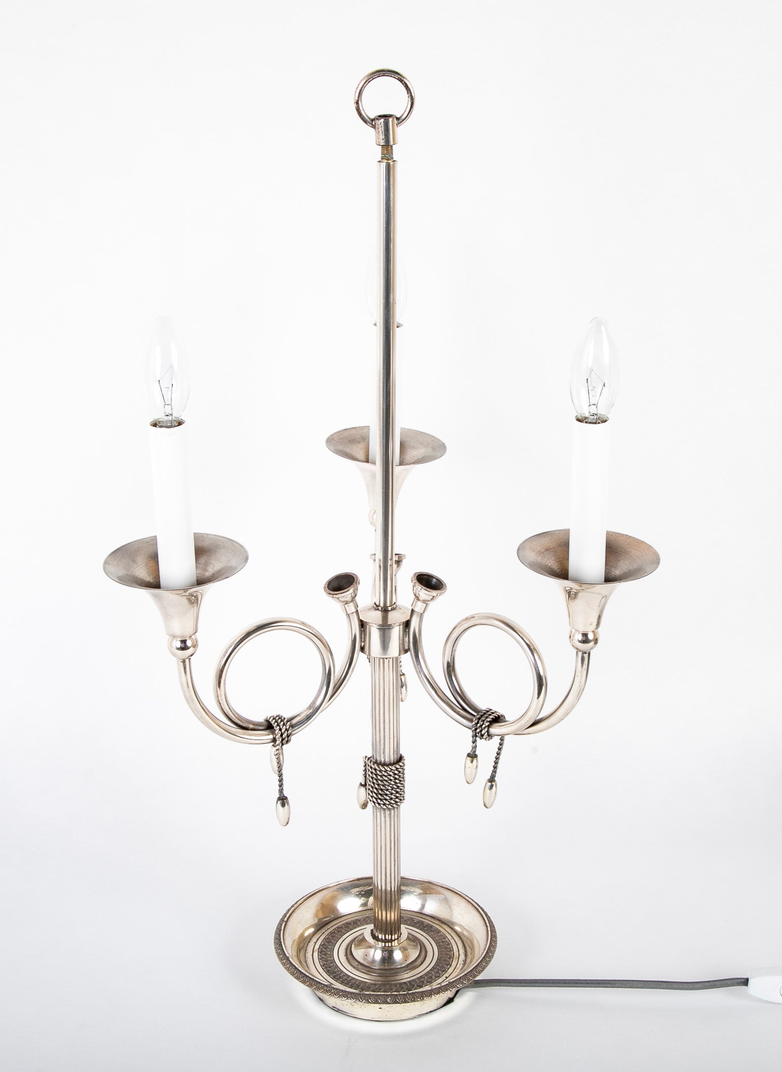 Three Light Bouillotte Lamp Attributed to Maison Charles