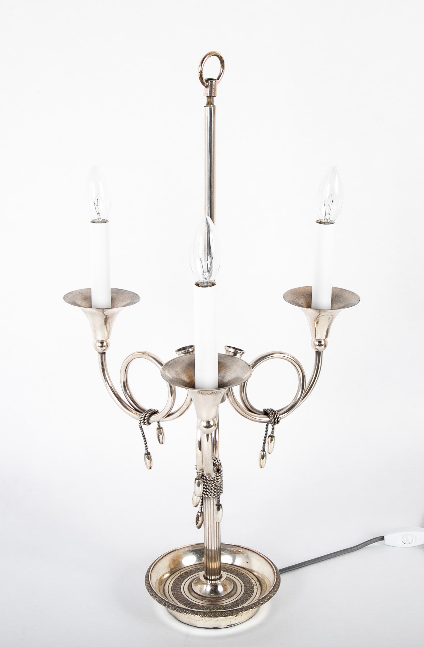 Three Light Bouillotte Lamp Attributed to Maison Charles