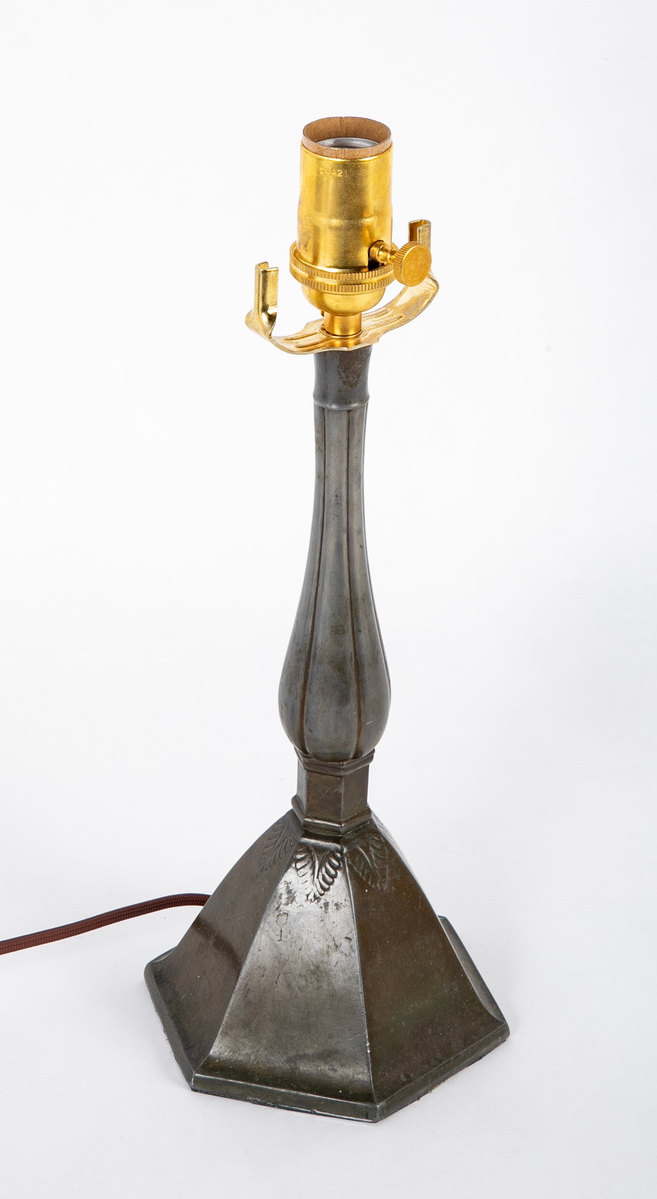 Just Andersen Patinated "Disko" Metal Table Lamp with Octagonal Base