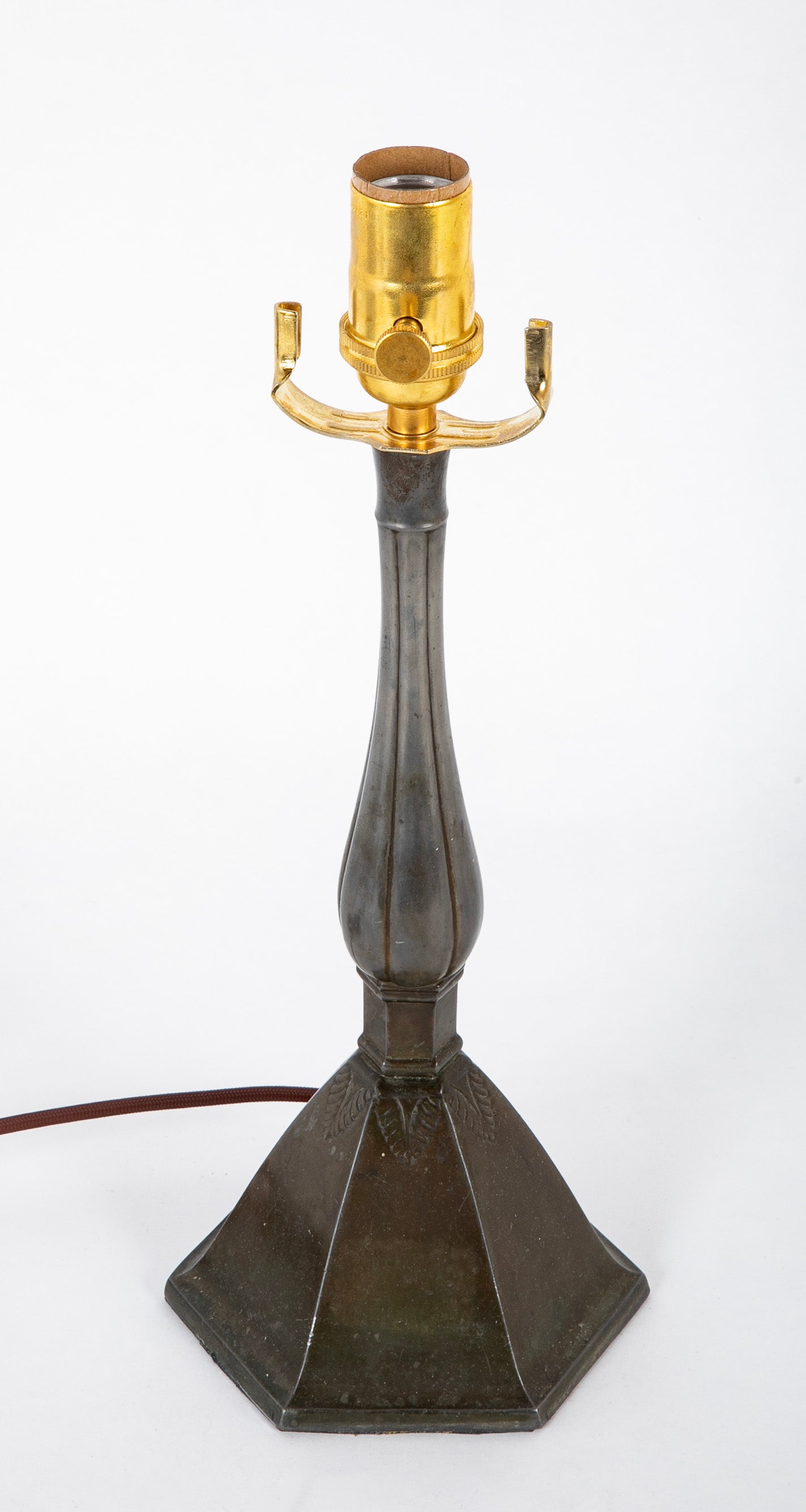 Just Andersen Patinated "Disko" Metal Table Lamp with Octagonal Base