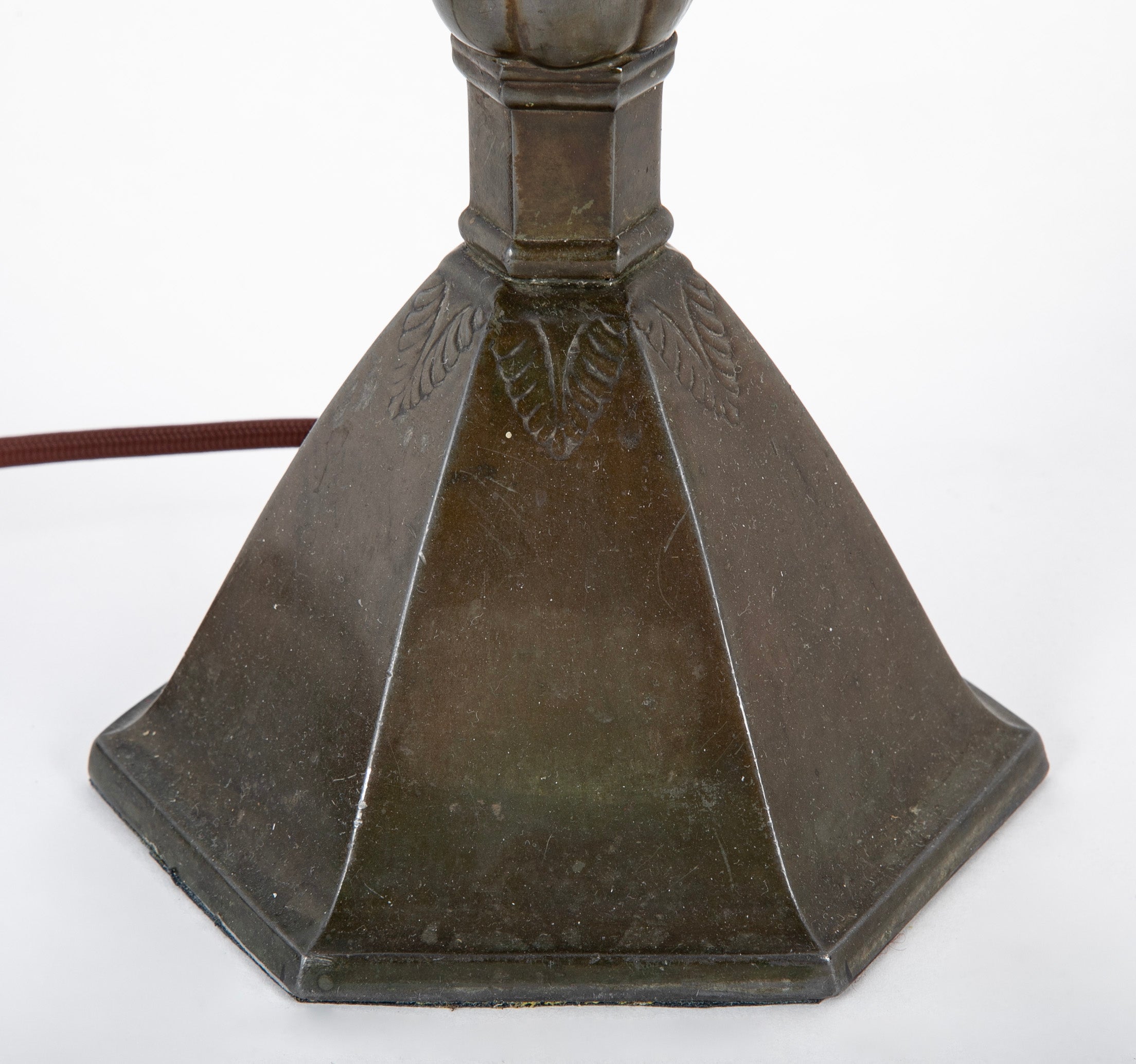 Just Andersen Patinated "Disko" Metal Table Lamp with Octagonal Base