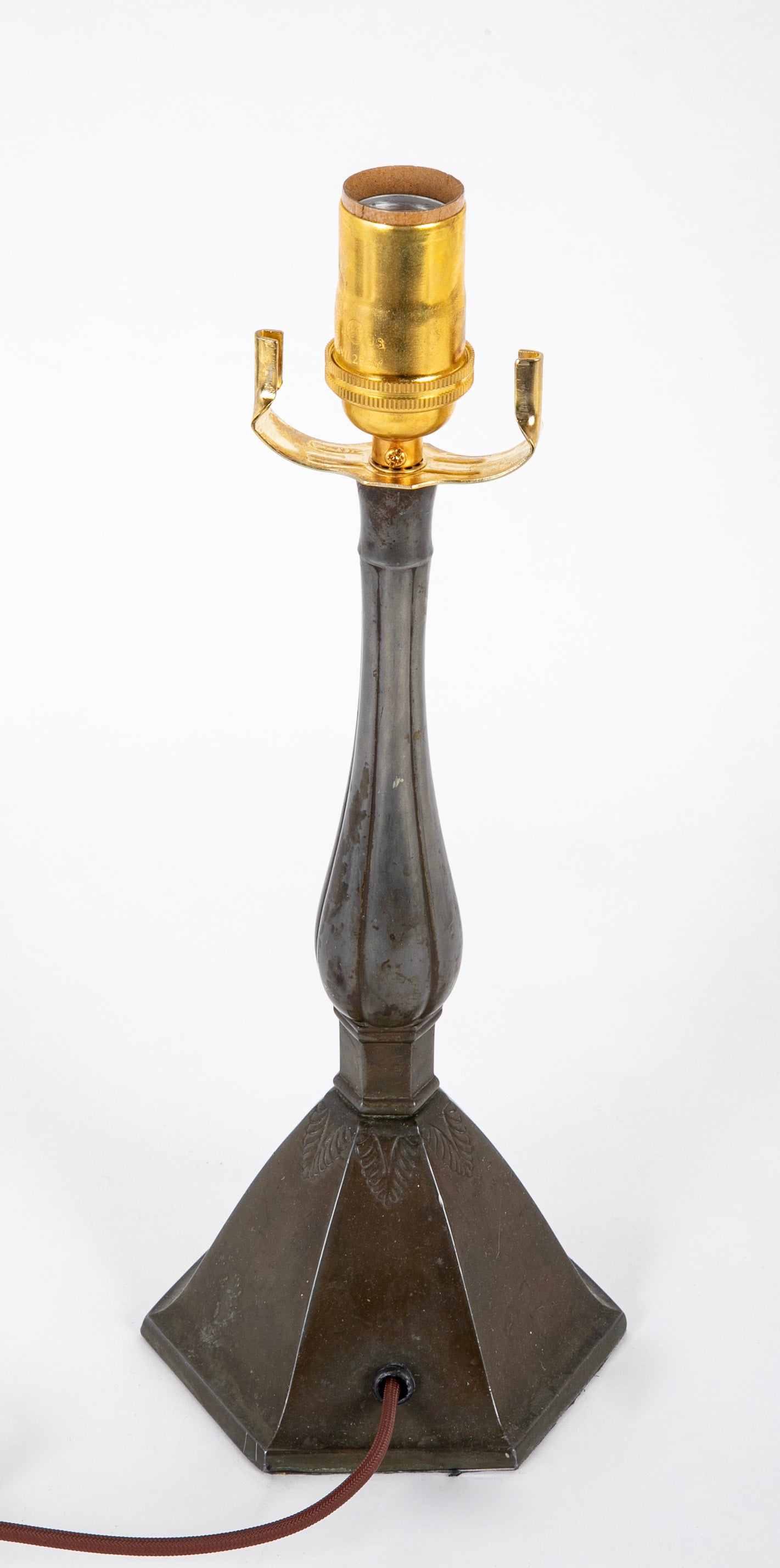 Just Andersen Patinated "Disko" Metal Table Lamp with Octagonal Base