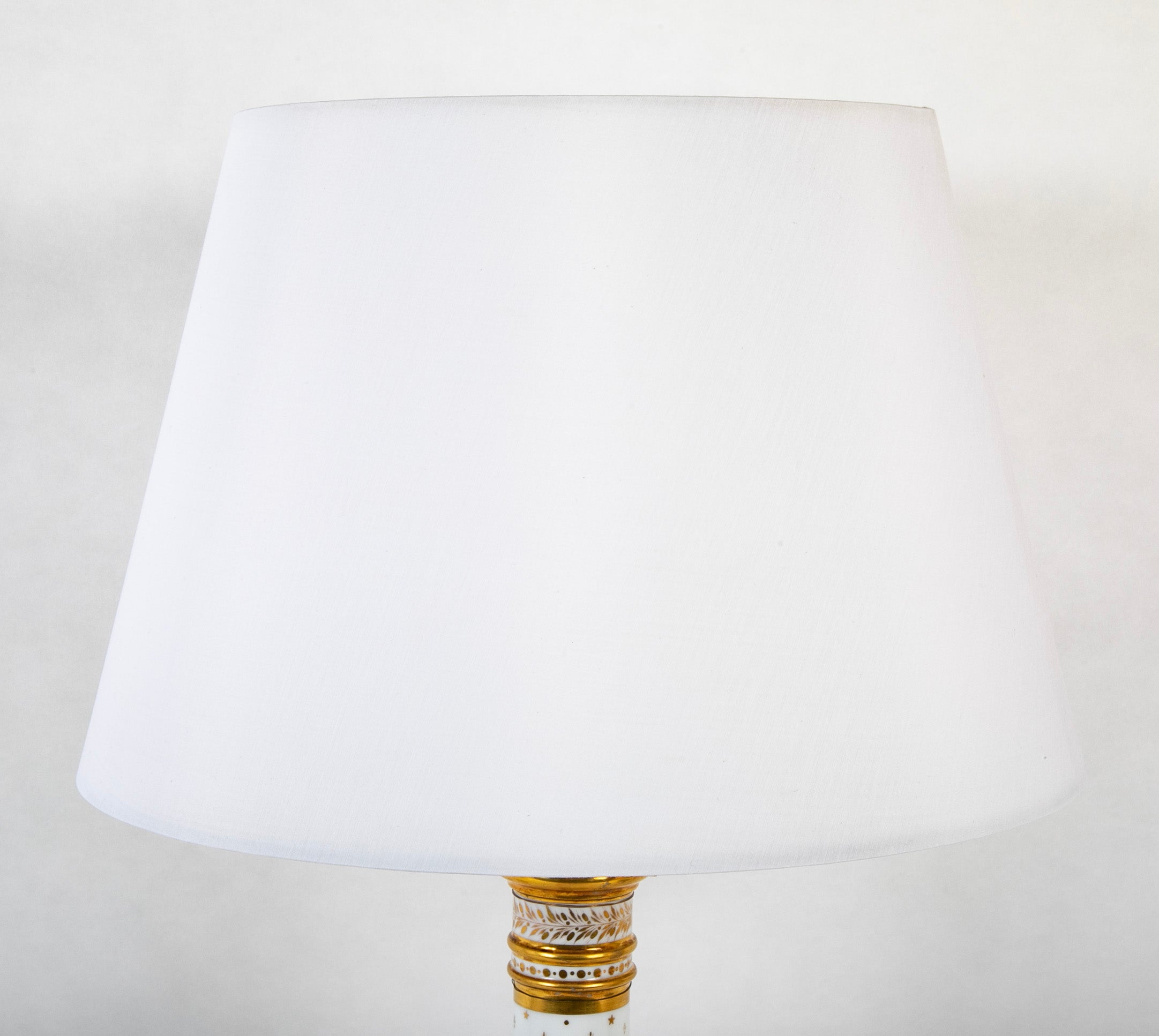 Pair of French Gilt on White Paris Porcelain Columnar Lamps