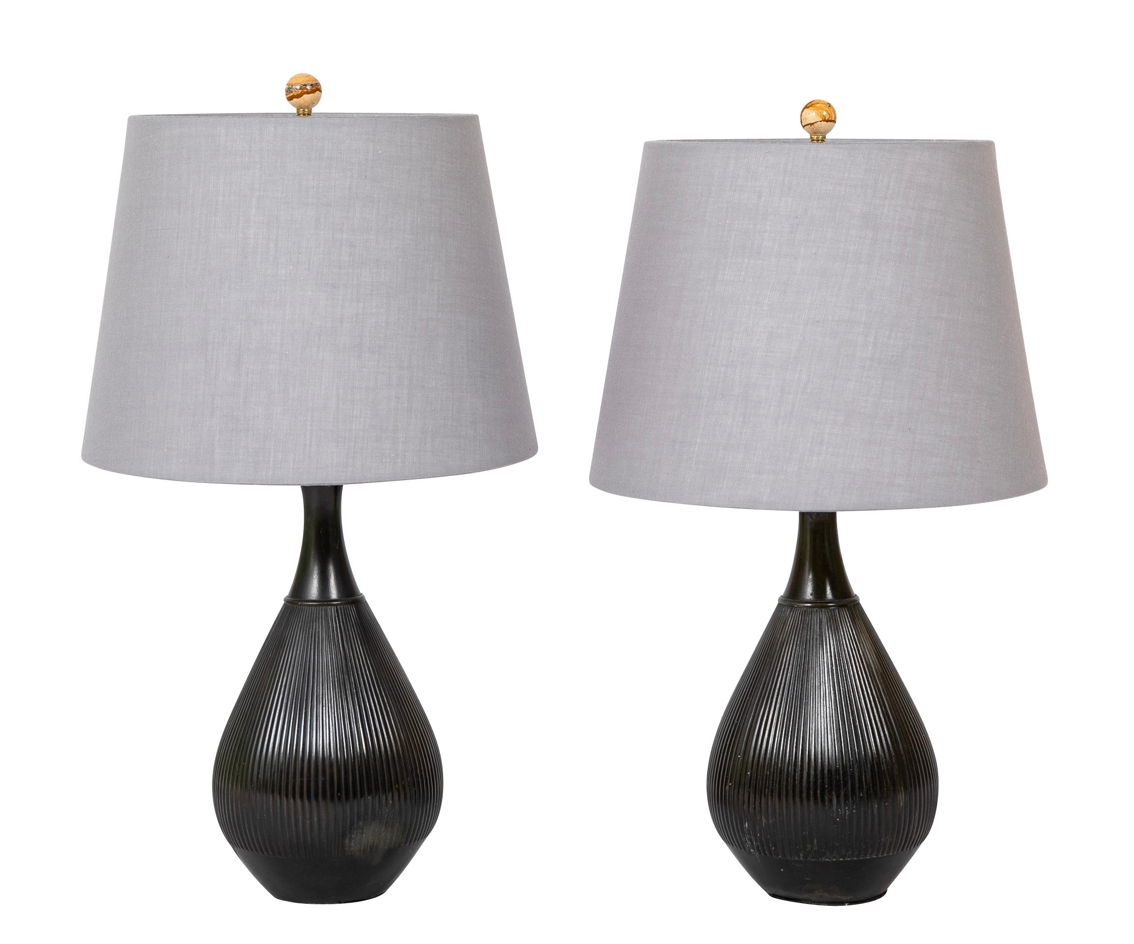 A Pair of Just Andersen Patinated "Disko" Metal Table Lamps