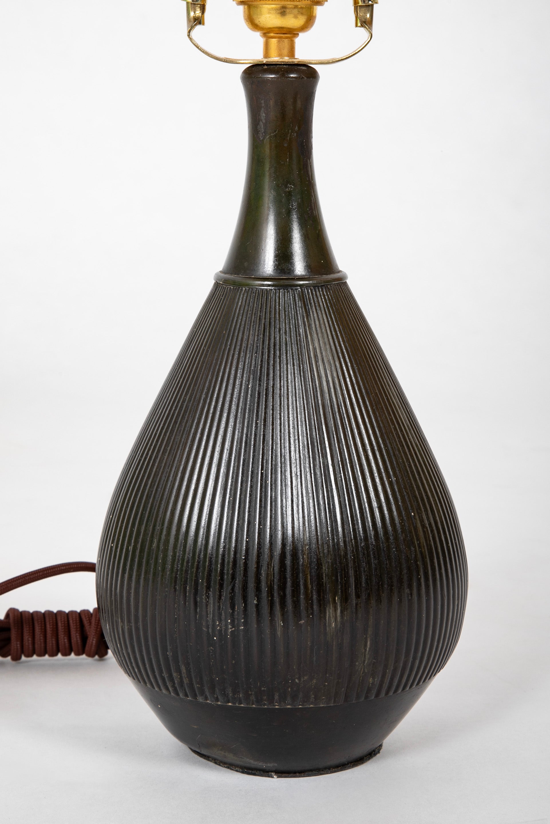 A Pair of Just Andersen Patinated "Disko" Metal Table Lamps