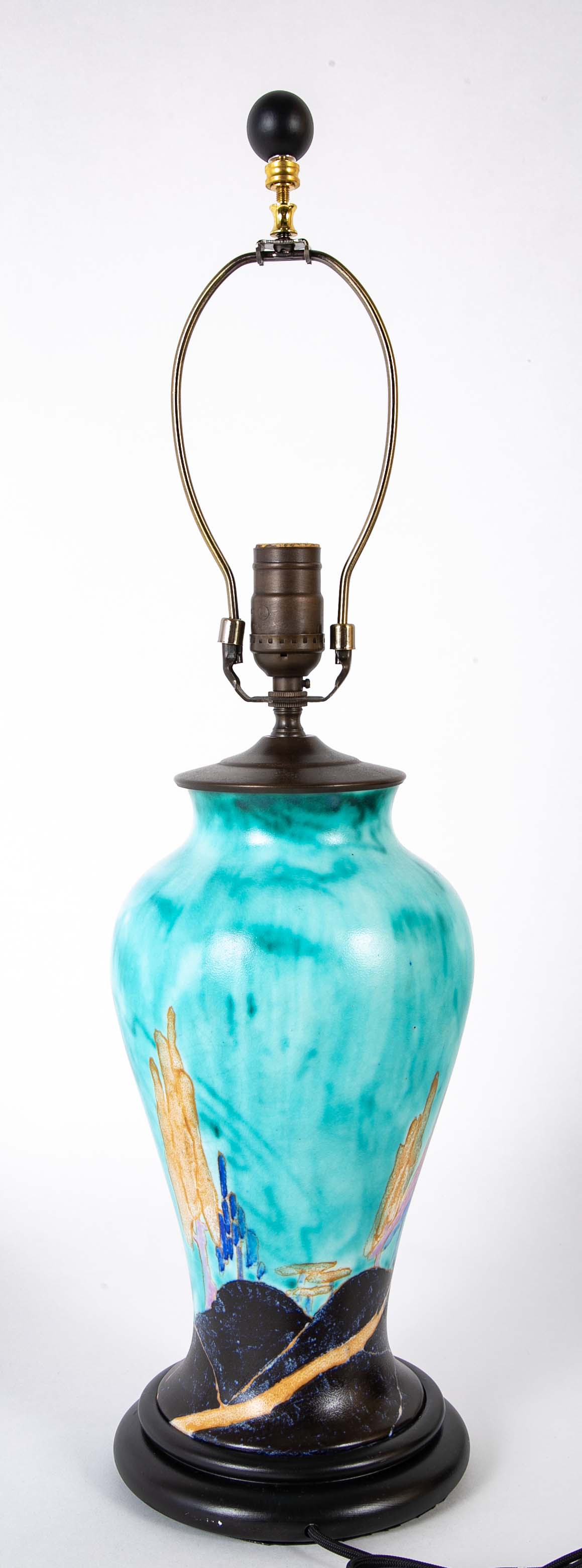 Clarice Cliff ( UK. 1899 – 1972 ) Bizarre Pottery “Inspiration Caprice” Baluster Form Vase as a Lamp