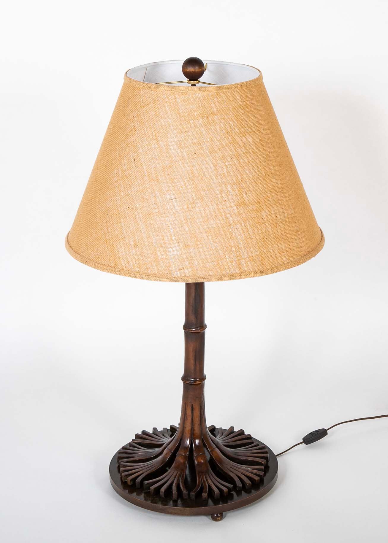 Large Late 19th Century Solid Bronze Tree Form Lamp