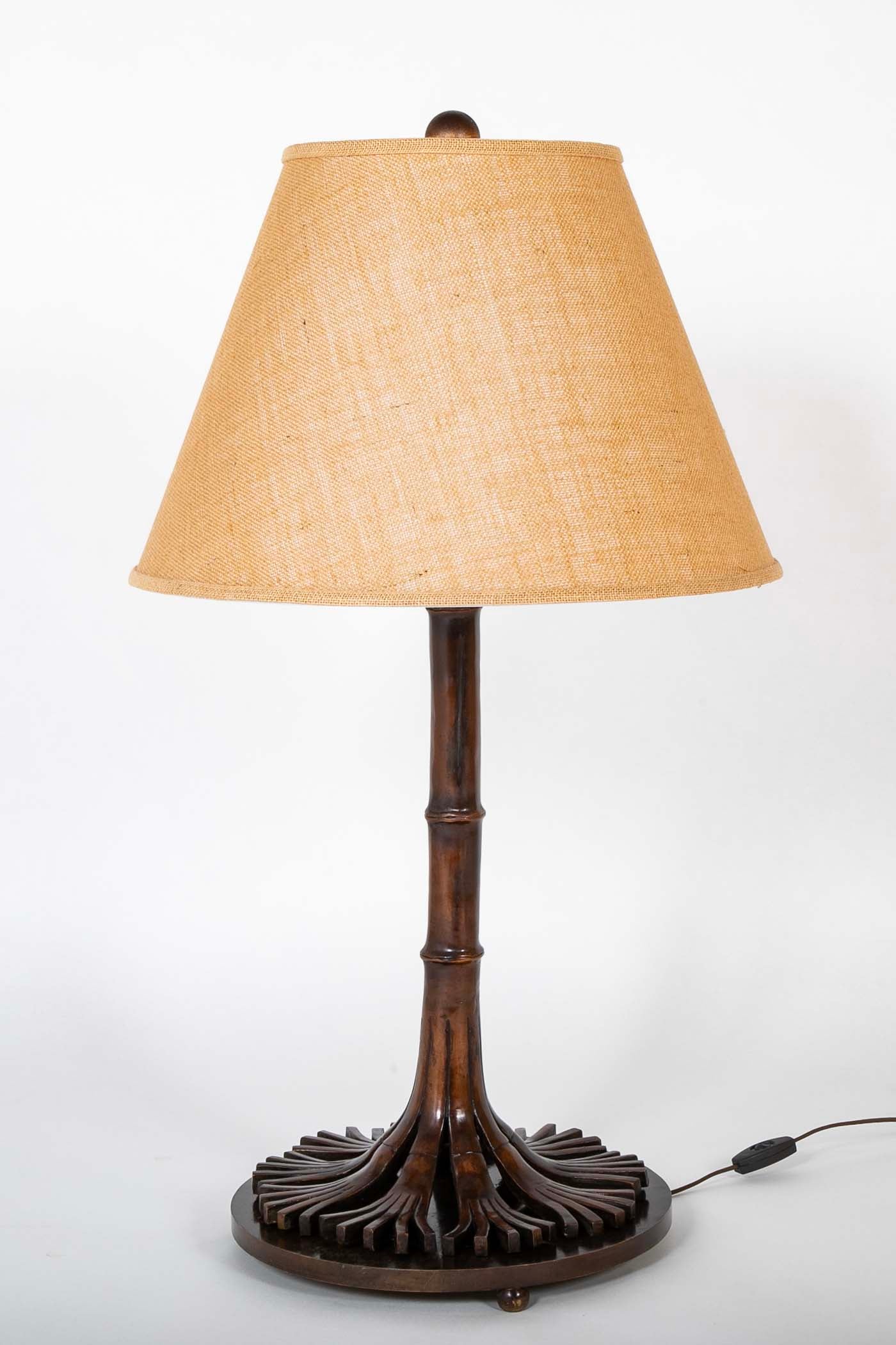 Large Late 19th Century Solid Bronze Tree Form Lamp