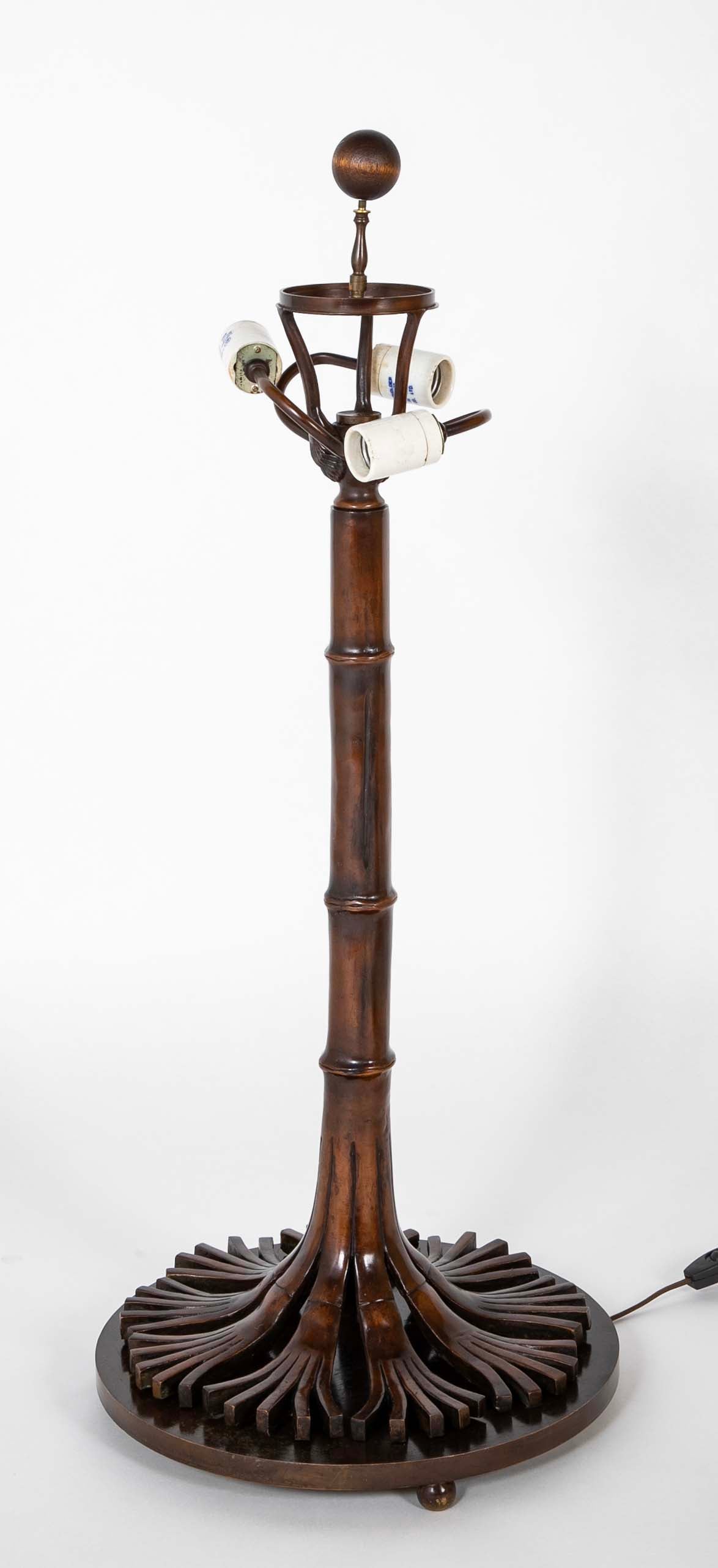 Large Late 19th Century Solid Bronze Tree Form Lamp
