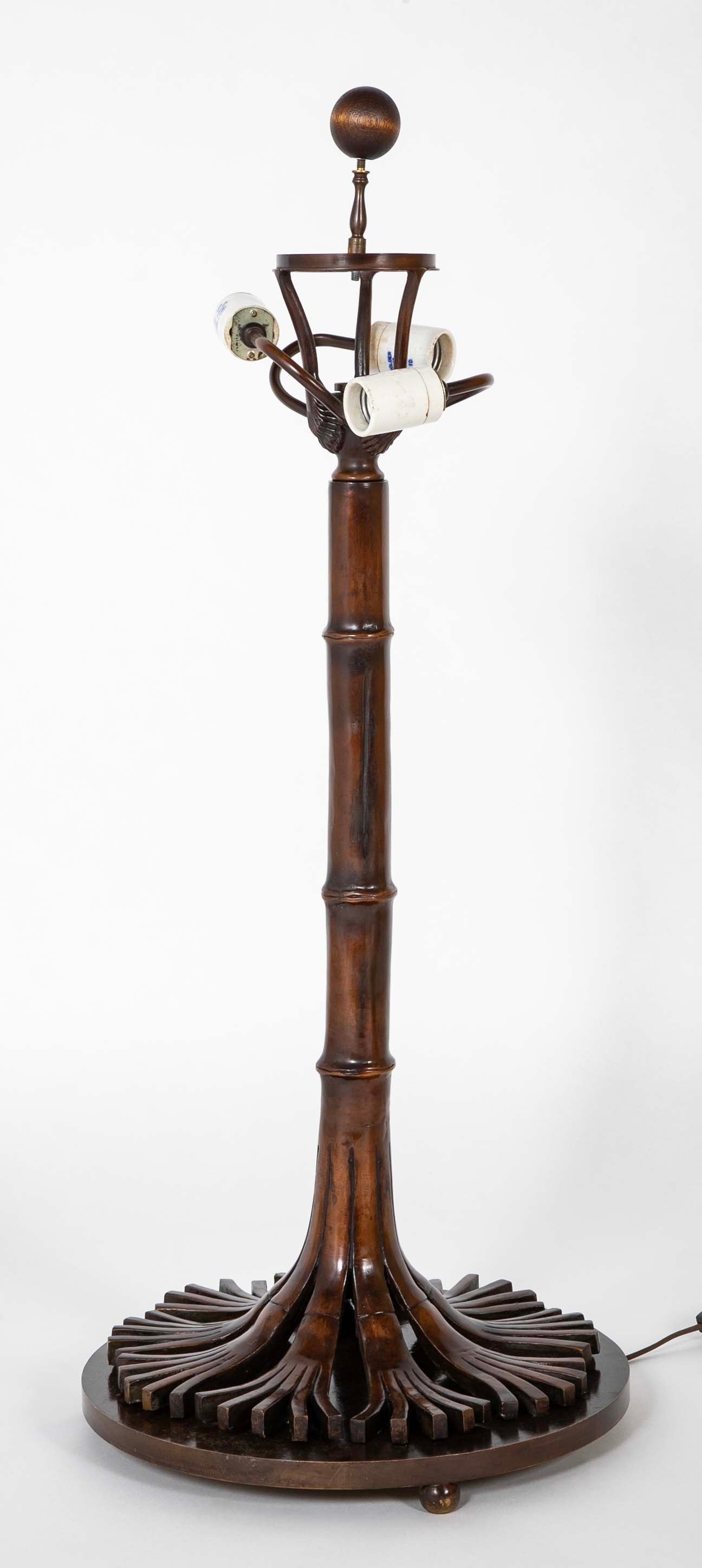 Large Late 19th Century Solid Bronze Tree Form Lamp