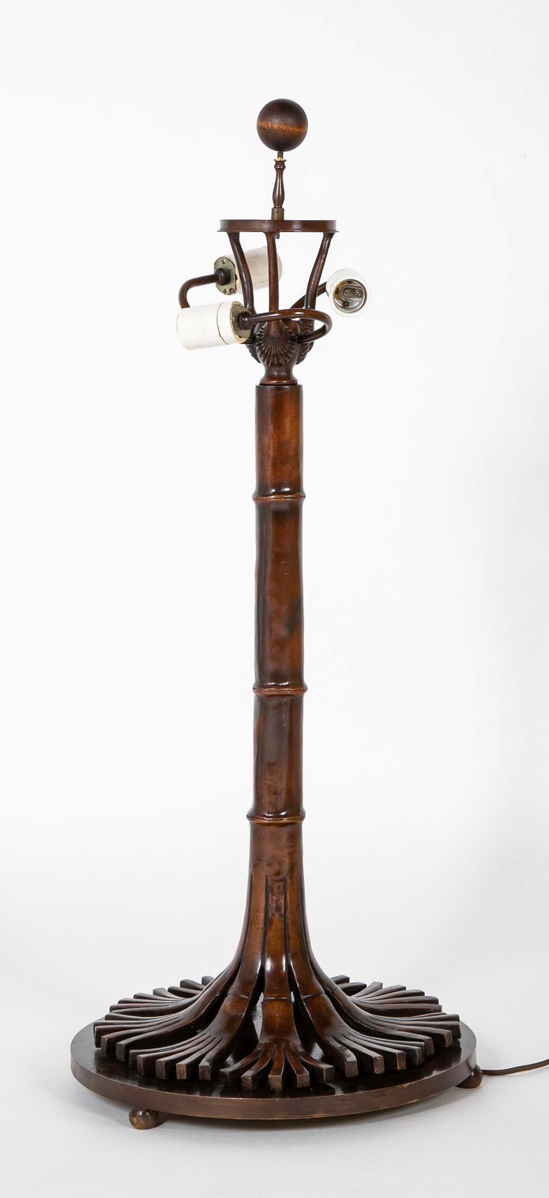 Large Late 19th Century Solid Bronze Tree Form Lamp