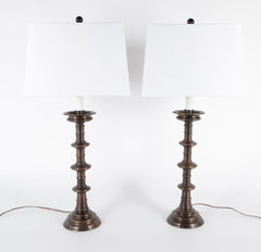 Pair of Ecclesiastical Bronze Lamps